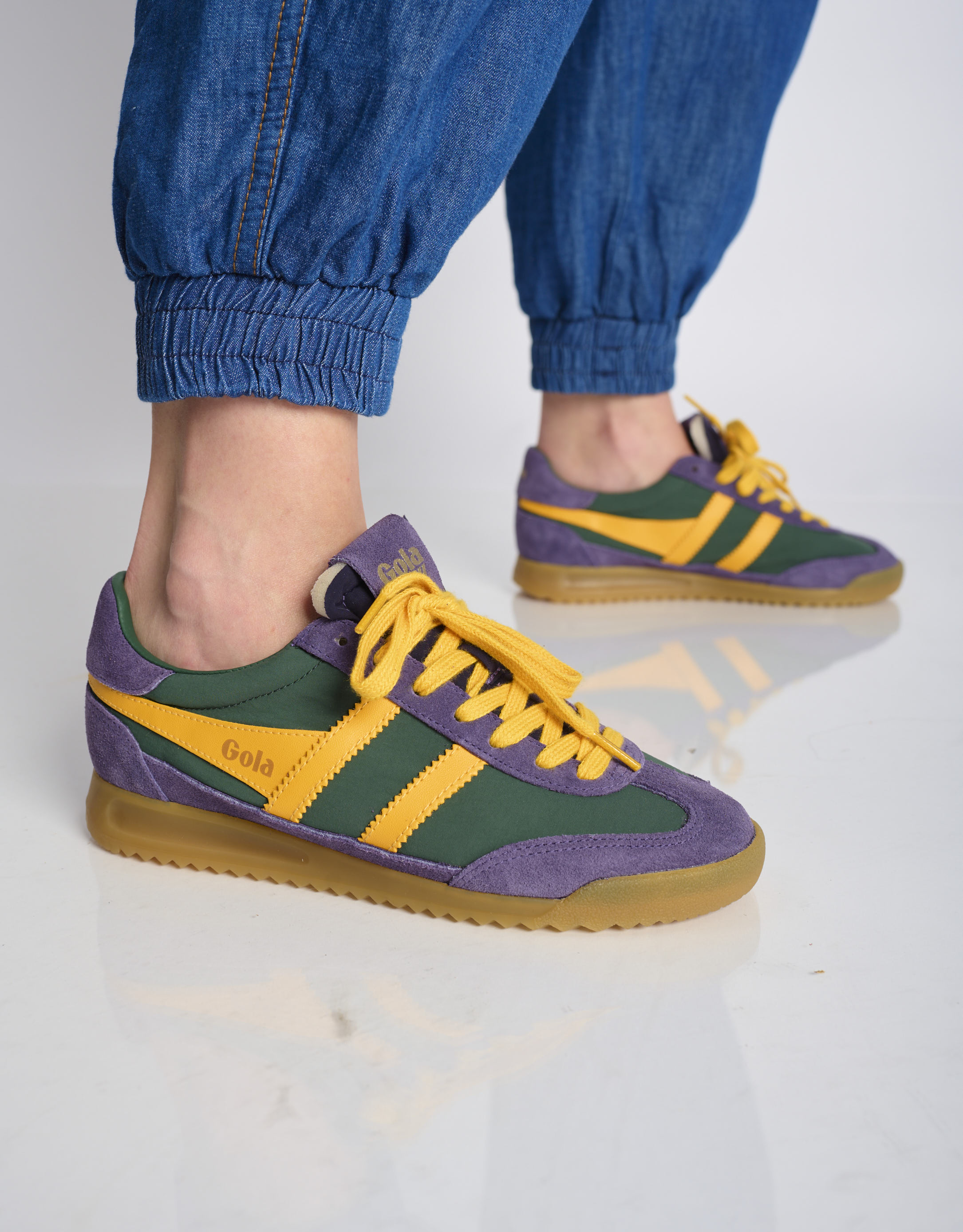 נעלי נשים - Gola - סניקרס צבעוני FIREFLY - סגול   צהוב2