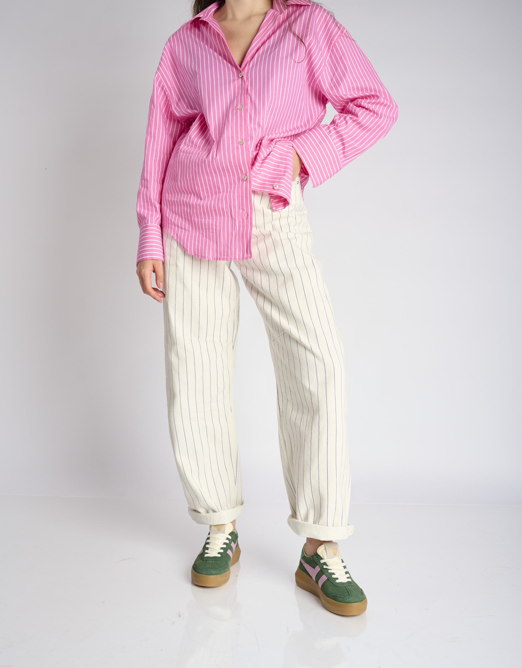 נעלי נשים - Gola - סניקרס זמש ATHENA - ירוק   ורוד2