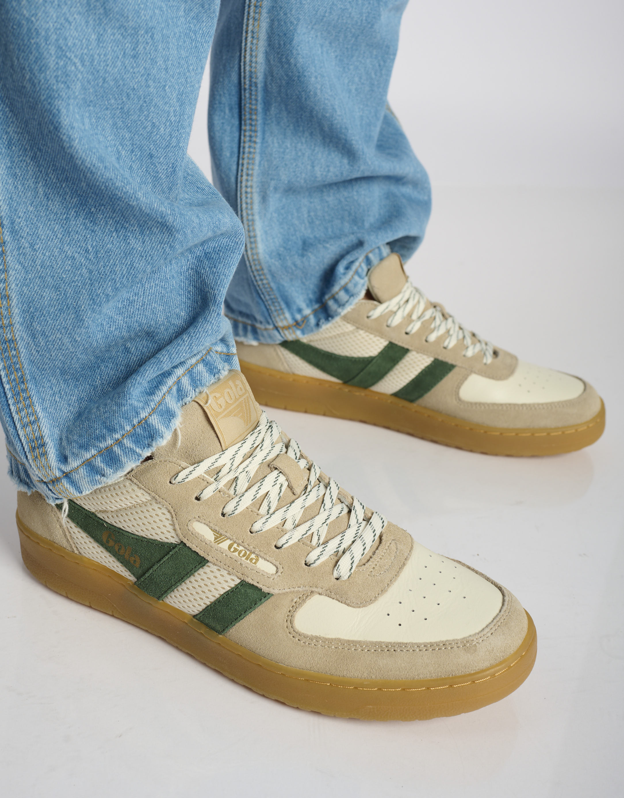 נעלי גברים - Gola - סניקרס בד וזמש HAWK 83 - לבן   ירוק4