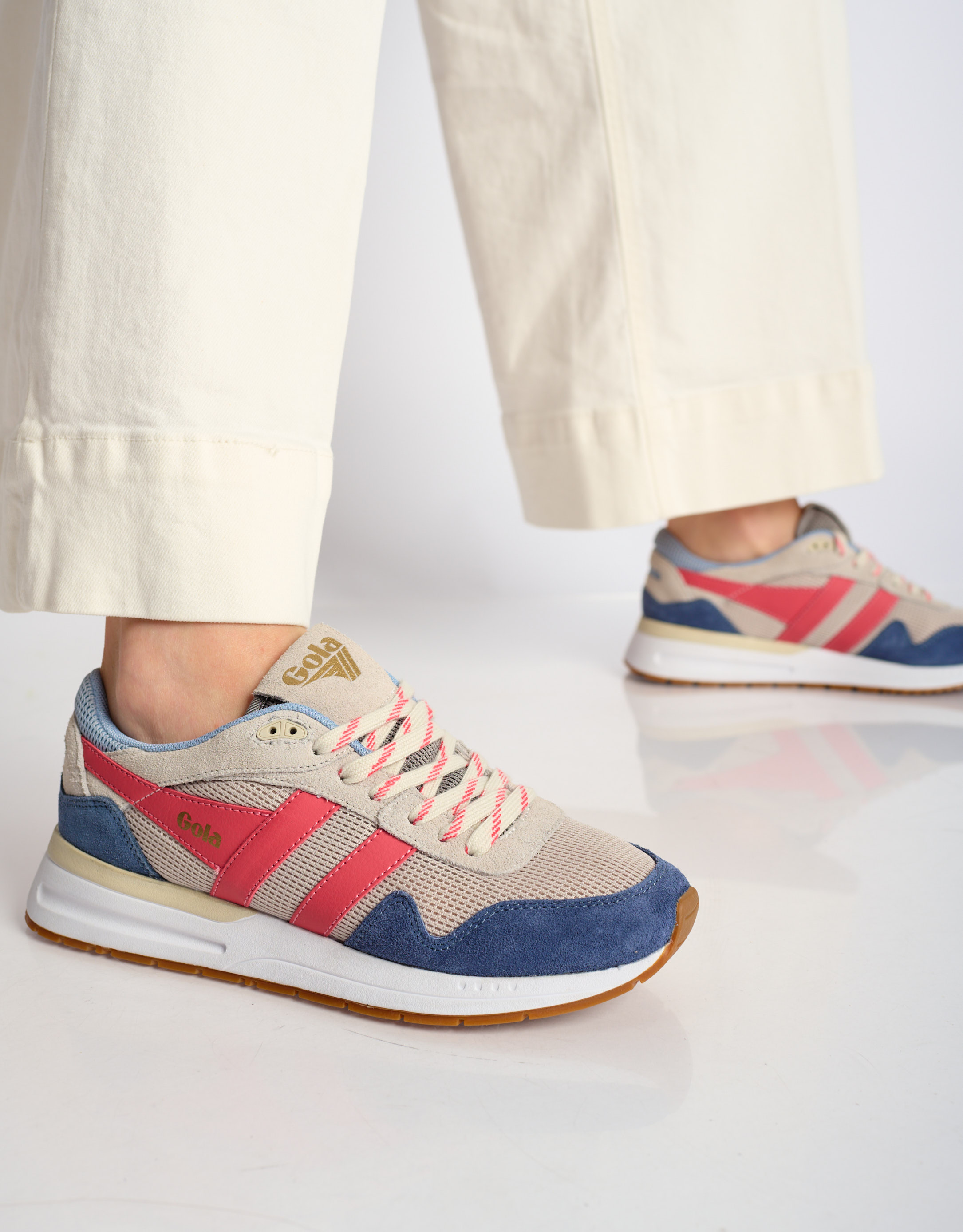 נעלי נשים - Gola - סניקרס DELTA - אופוויט ורוד3