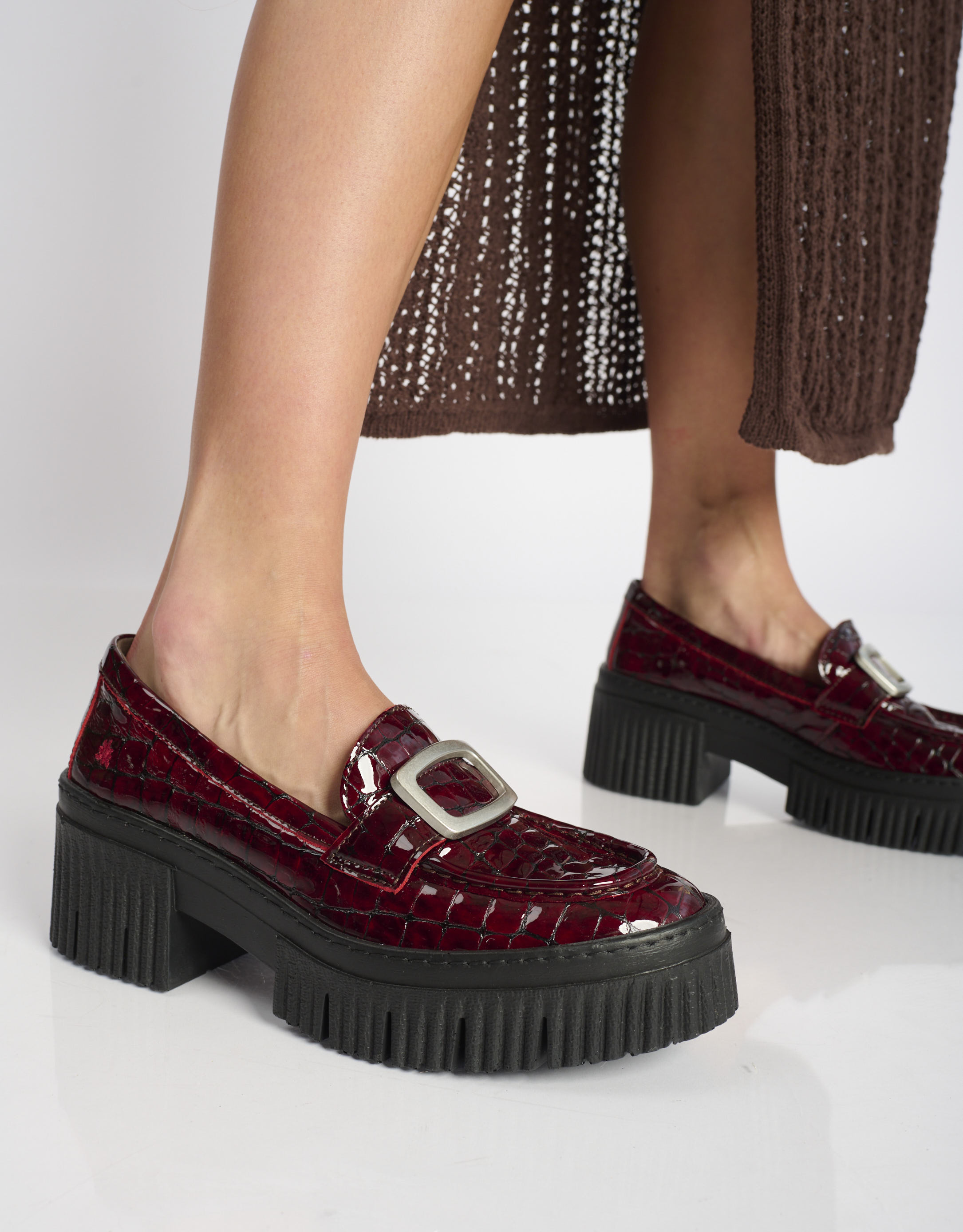 נעלי נשים - Art - נעלי מוקסין עם אבזם YORK - בורדו3