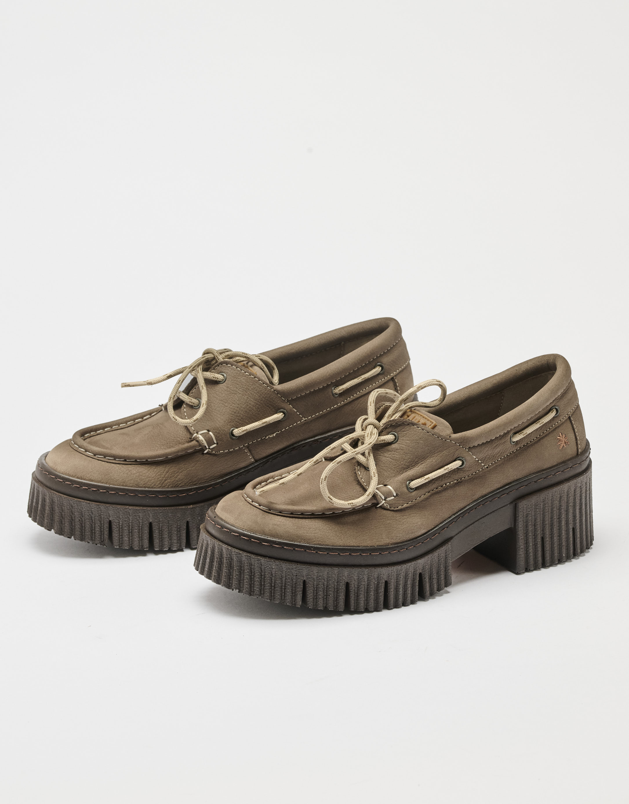 נעלי נשים - Art - נעלי מוקסין עם שרוך YORK - אפור חום3