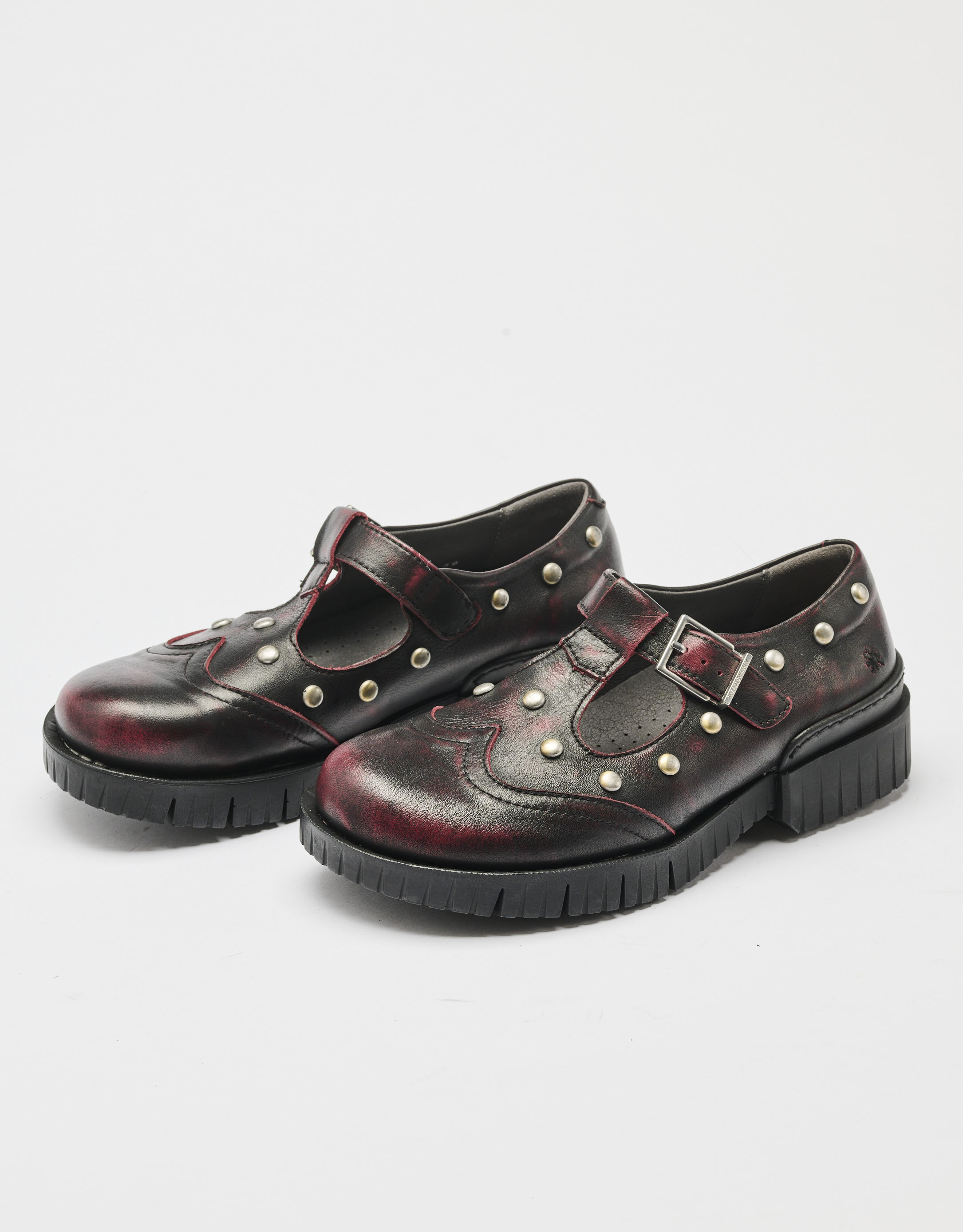 נעלי נשים - Art - נעלי בובה עם ניטים OXFORD - בורדו3