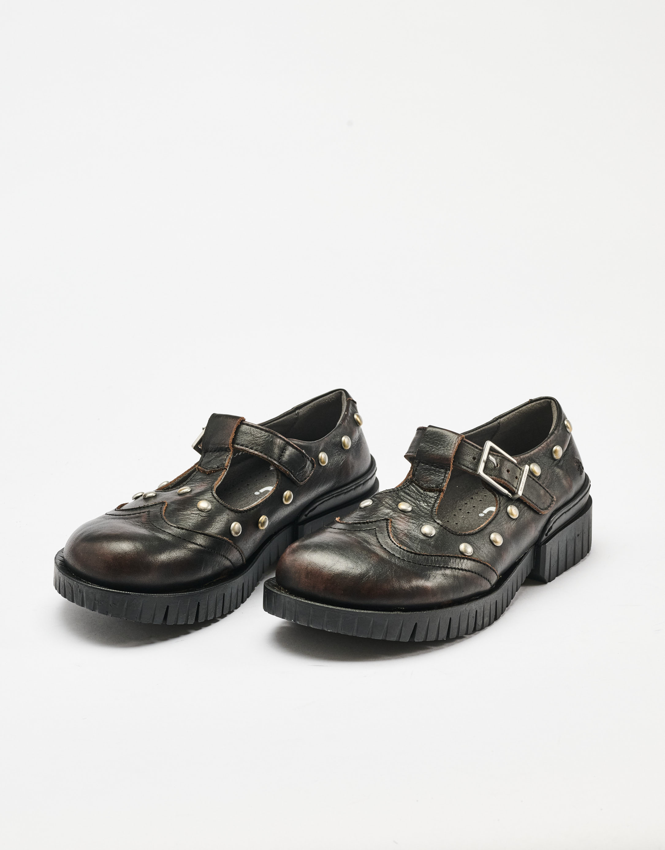 נעלי נשים - Art - נעלי בובה עם ניטים OXFORD - חום3