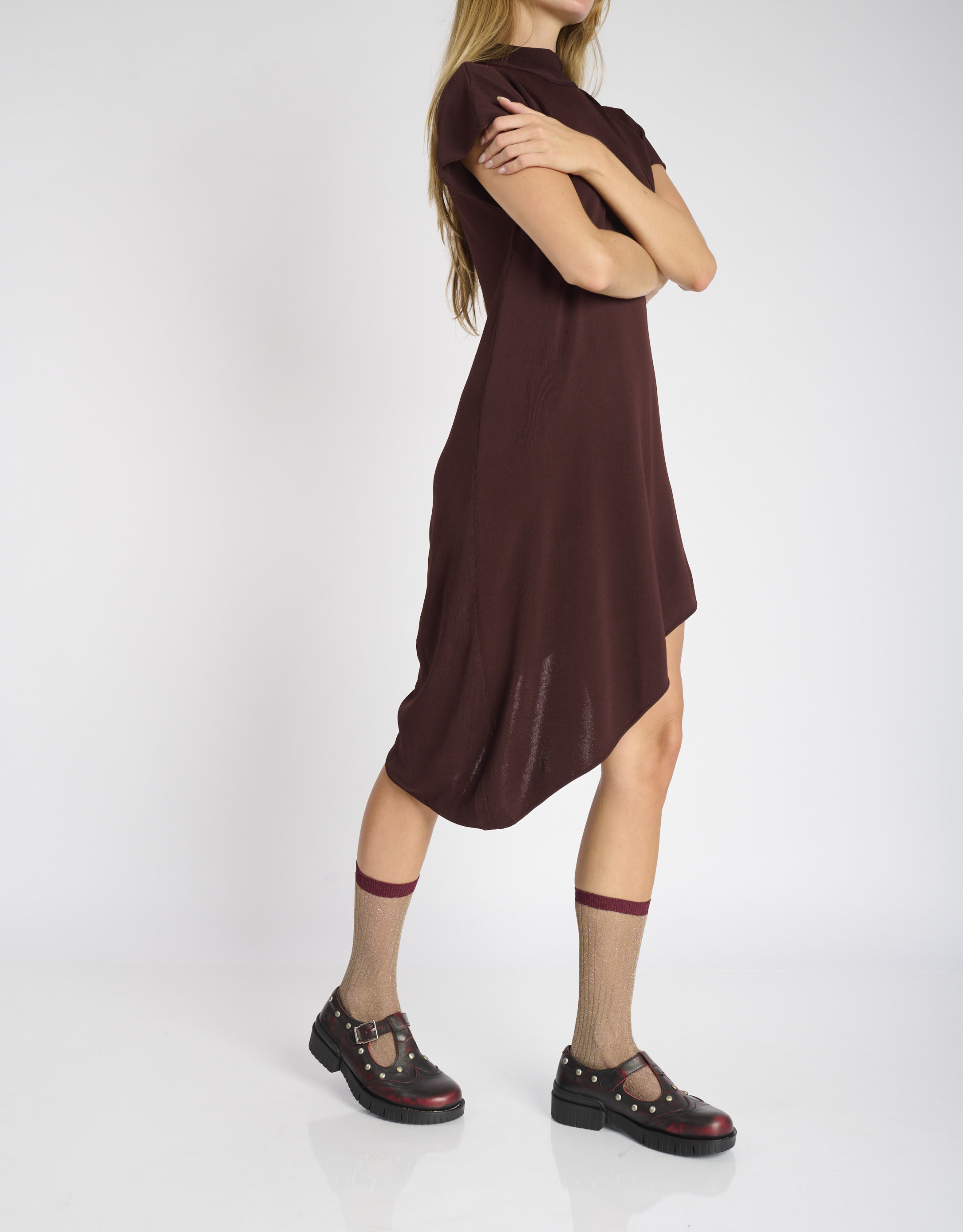 נעלי נשים - Art - נעלי בובה עם ניטים OXFORD - בורדו4