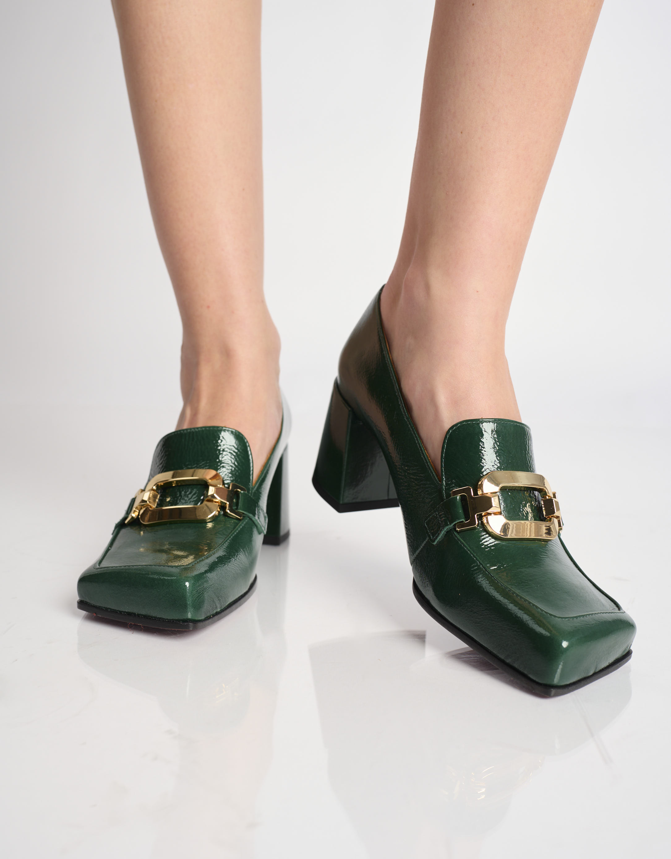 נעלי נשים - Chie Mihara - נעלי מוקסין עם עקב URSALI - ירוק2