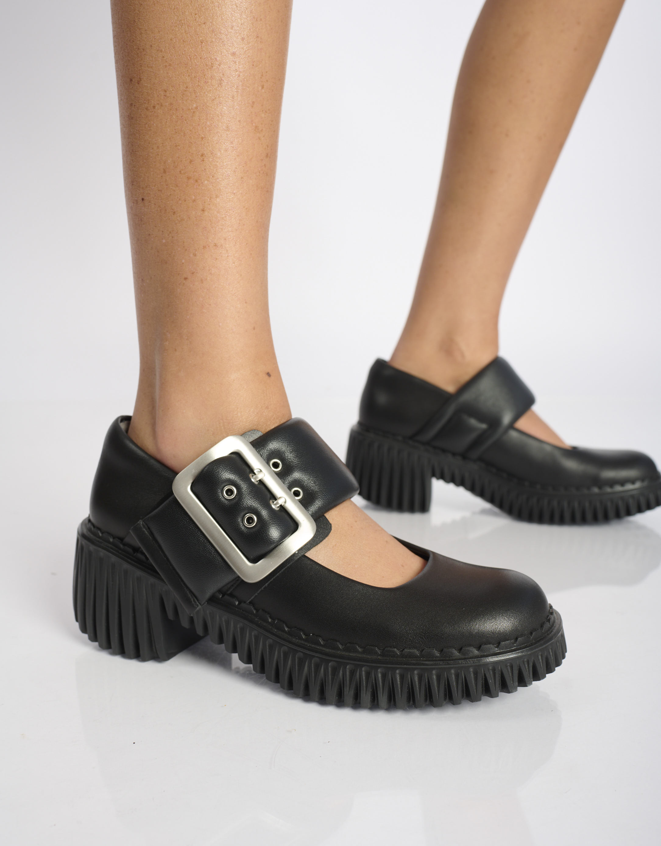 נעלי נשים - 4CCCCEES - נעלי בובה עם עקב PLITA JI - שחור2