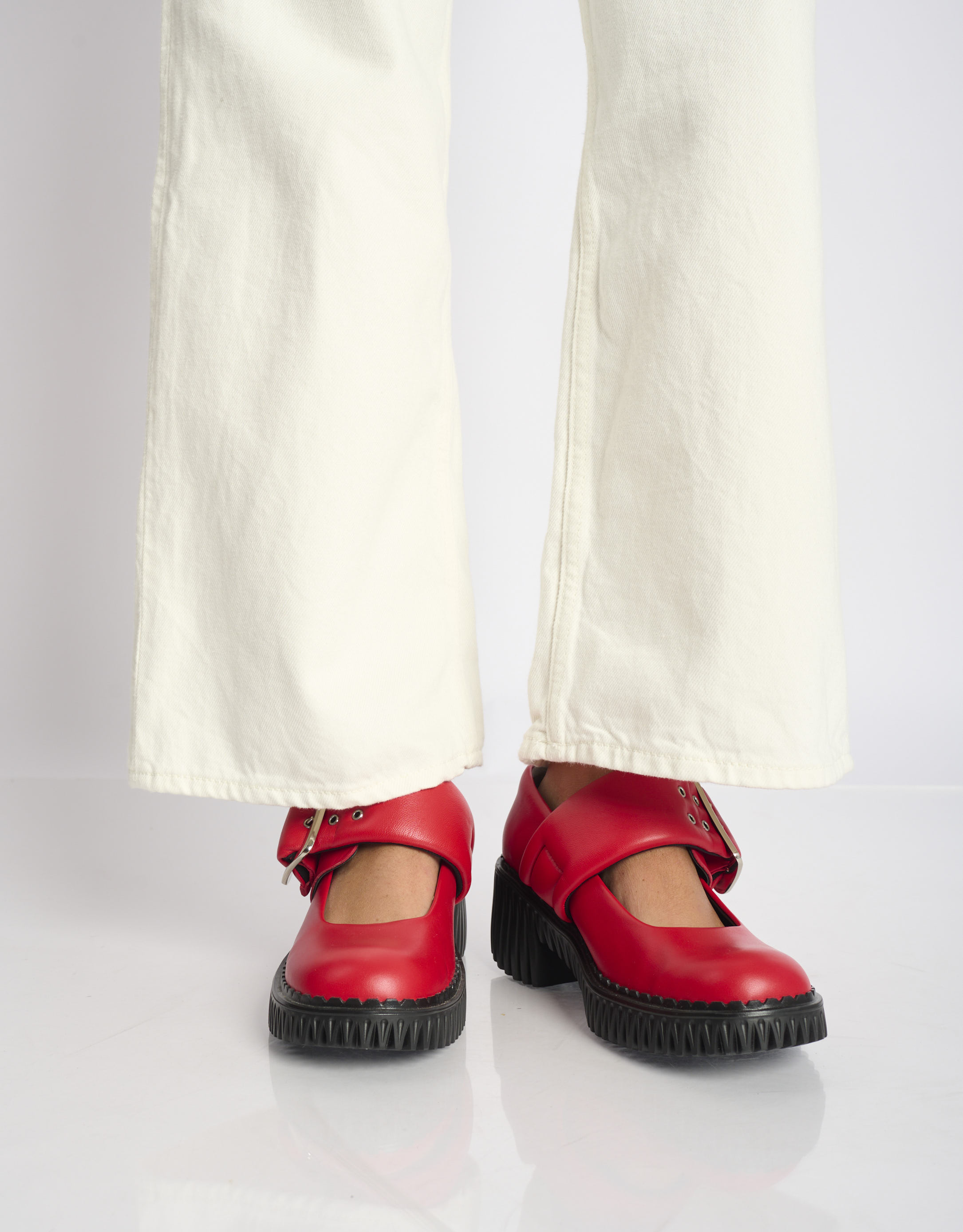 נעלי נשים - 4CCCCEES - נעלי בובה עם עקב PLITA JI - אדום2