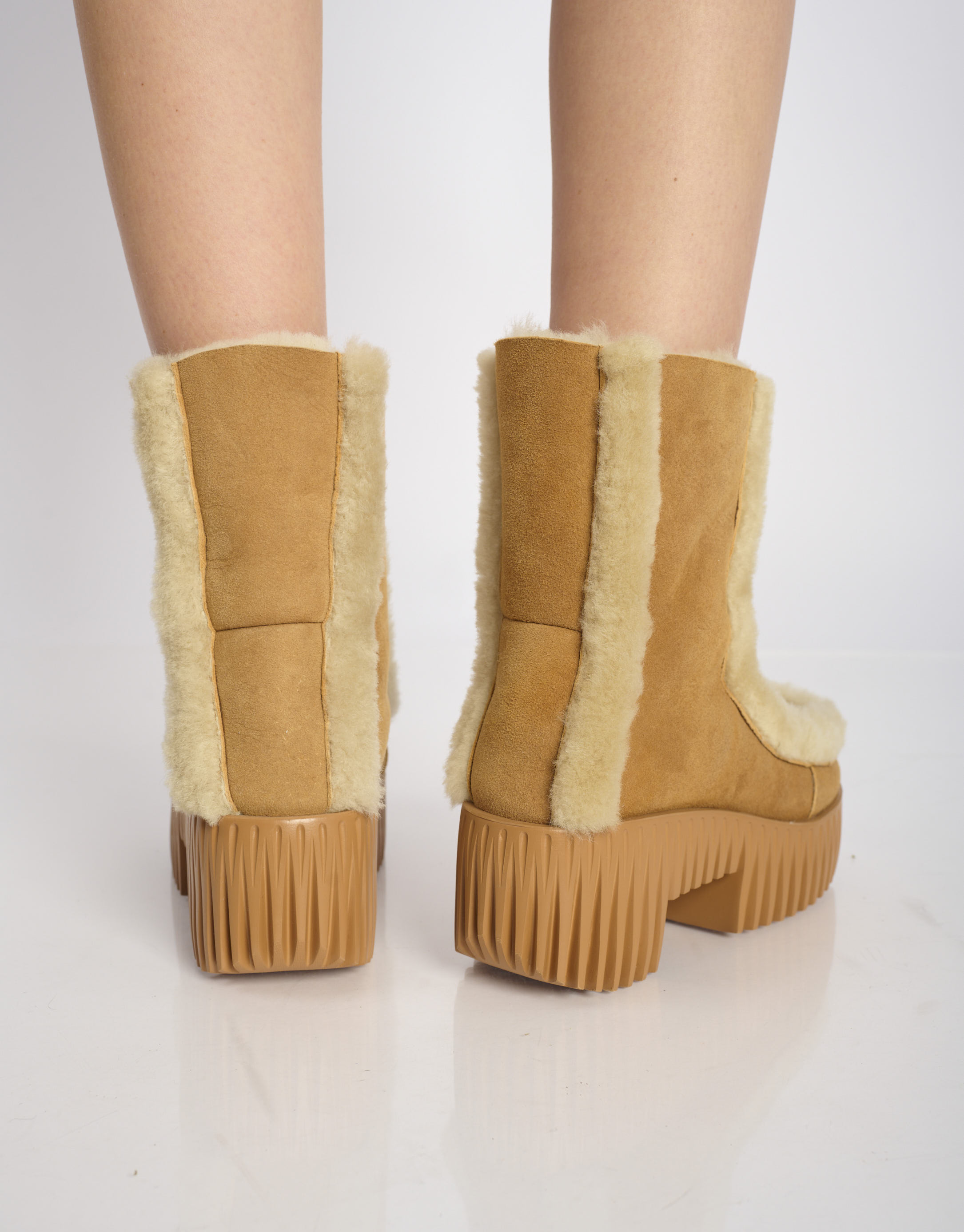 נעלי נשים - 4CCCCEES - מגפי זמש פרווה PLIA FERO - קאמל4