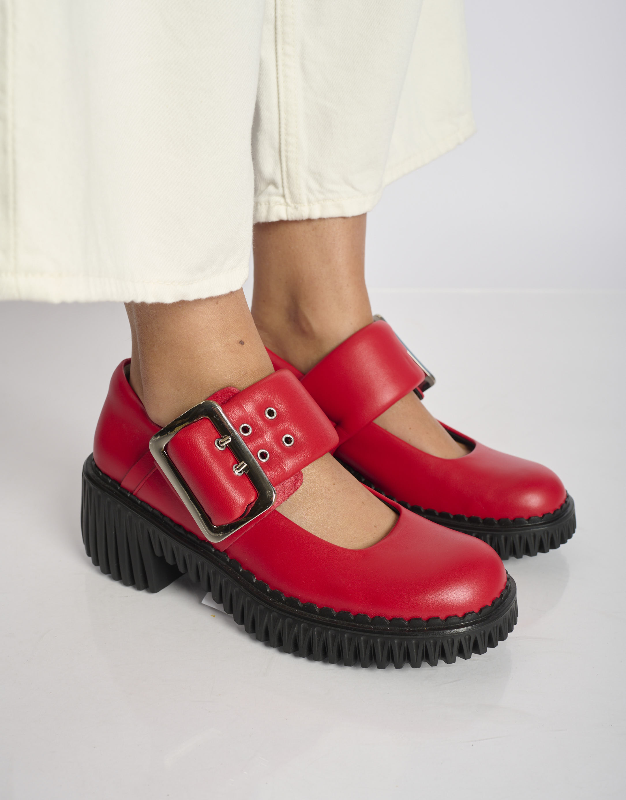 נעלי נשים - 4CCCCEES - נעלי בובה עם עקב PLITA JI - אדום3