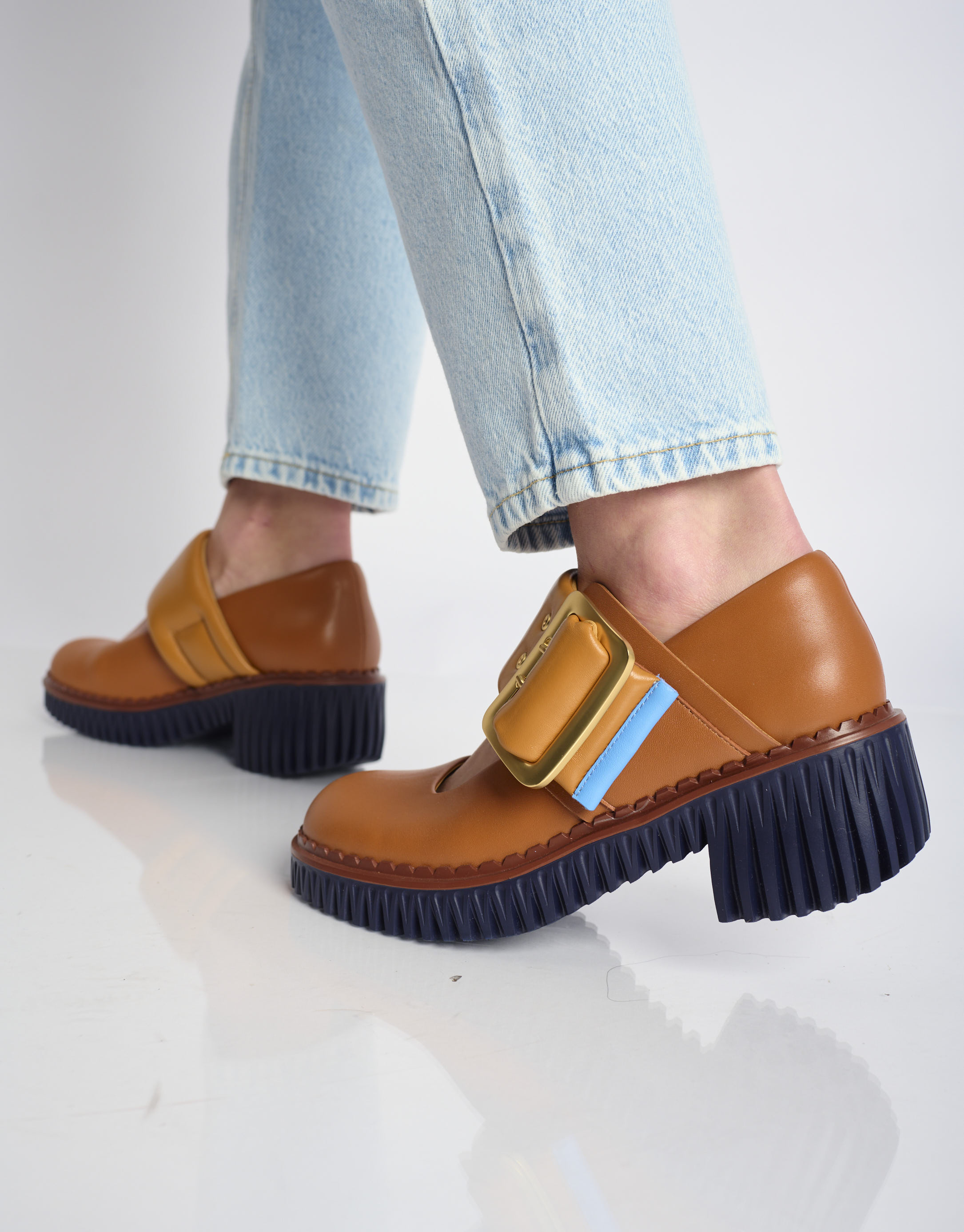 נעלי נשים - 4CCCCEES - נעלי בובה עם עקב PLITA JI - קאמל4