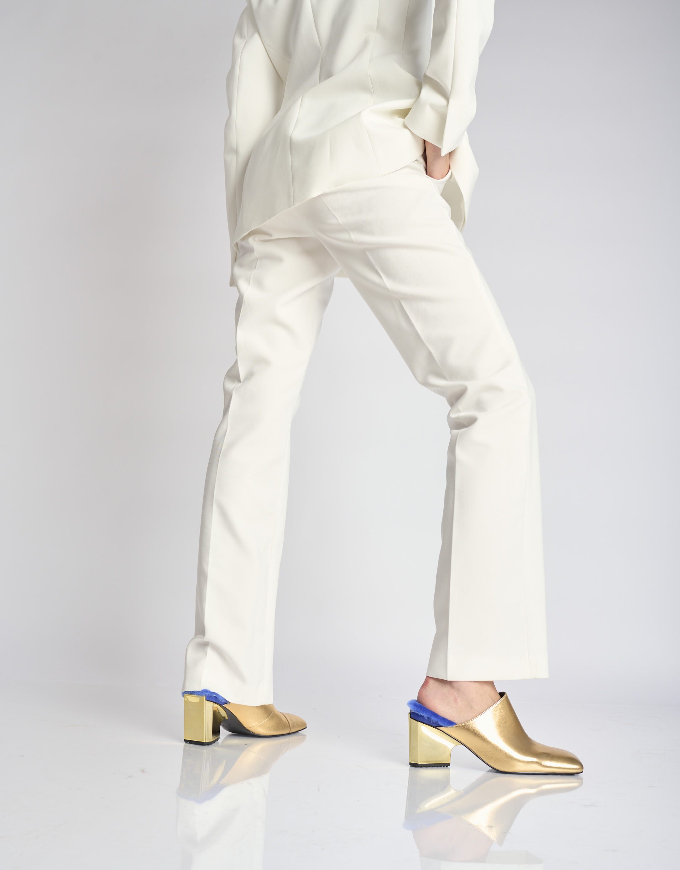 נעלי נשים - 4CCCCEES - כפכפי עקב MIRROR ELLA - זהב1