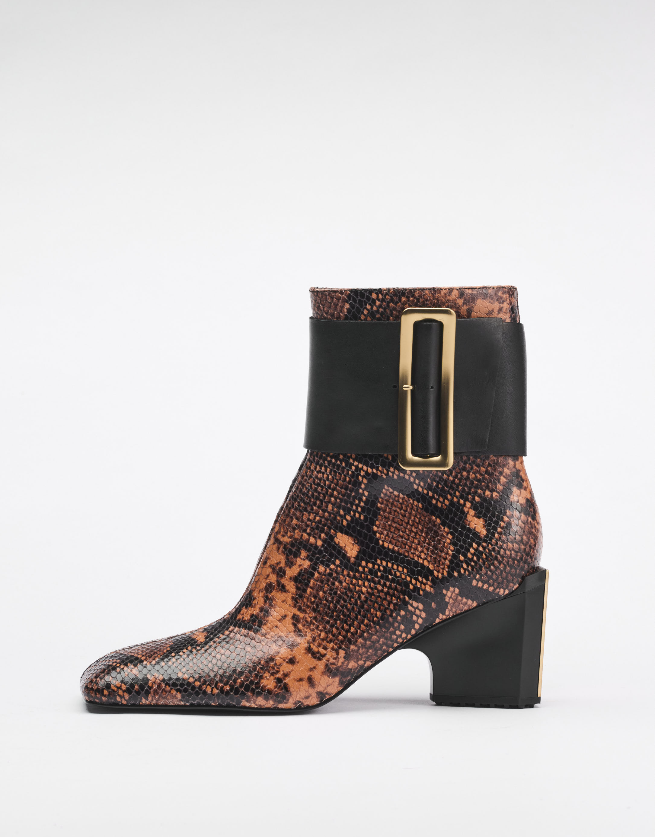 נעלי נשים - 4CCCCEES - מגפוני עקב MIRROR SLEN - חום נחש1