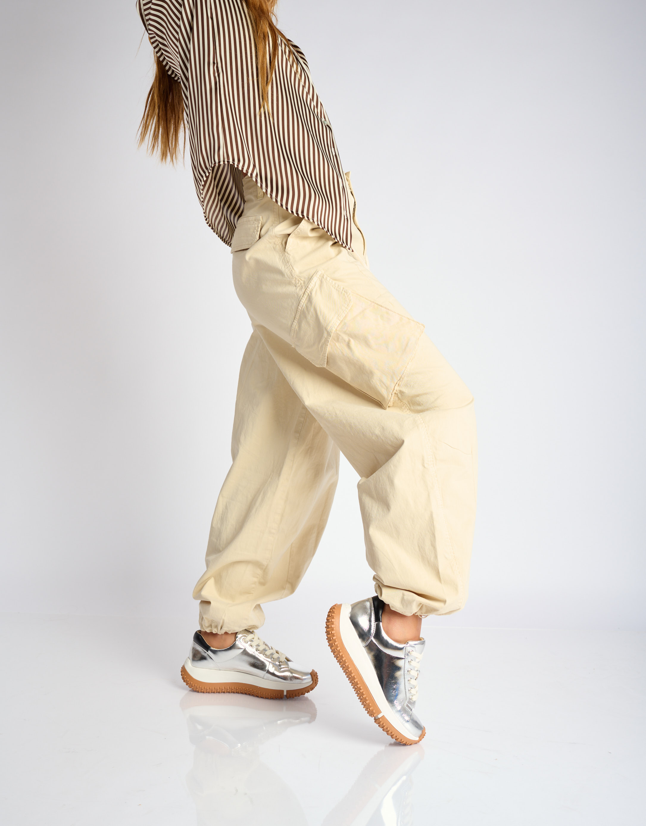 נעלי נשים - 4CCCCEES - סניקרס עור KAPOK SOON - כסף2