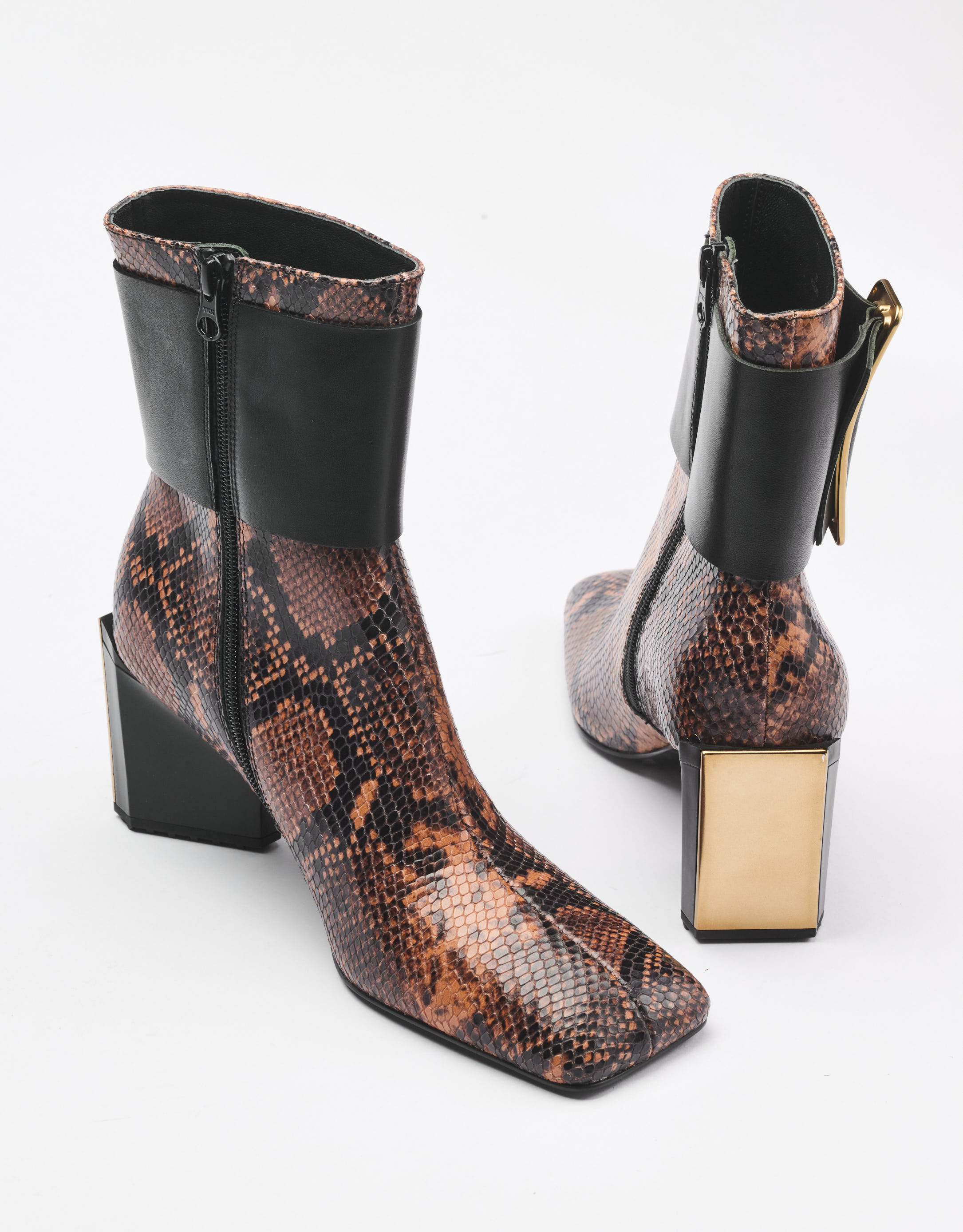 נעלי נשים - 4CCCCEES - מגפוני עקב MIRROR SLEN - חום נחש3