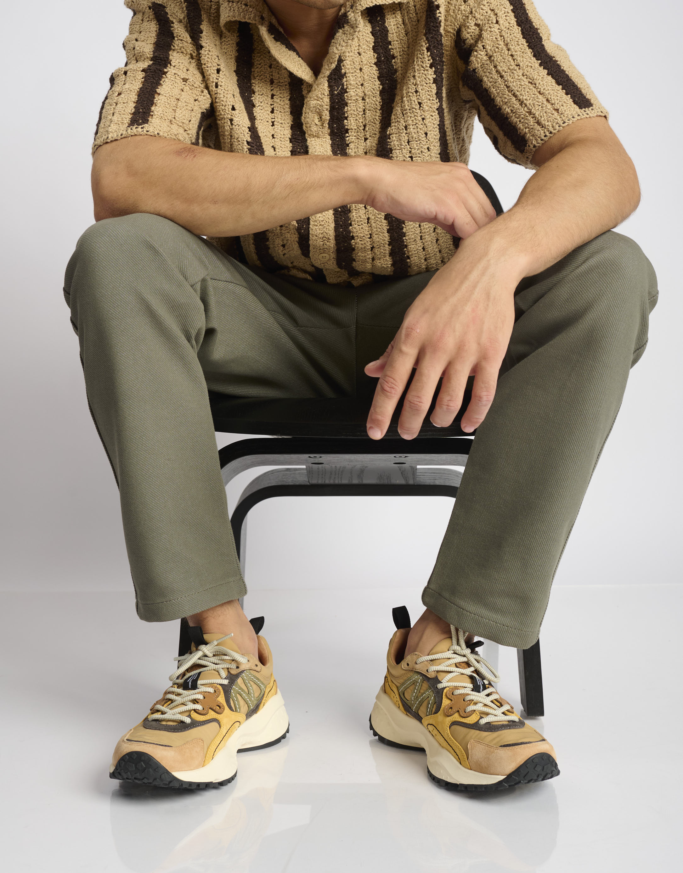 נעלי גברים - Flower Mountain - סניקרס זמש ובד SOLIN - חום   כתום1