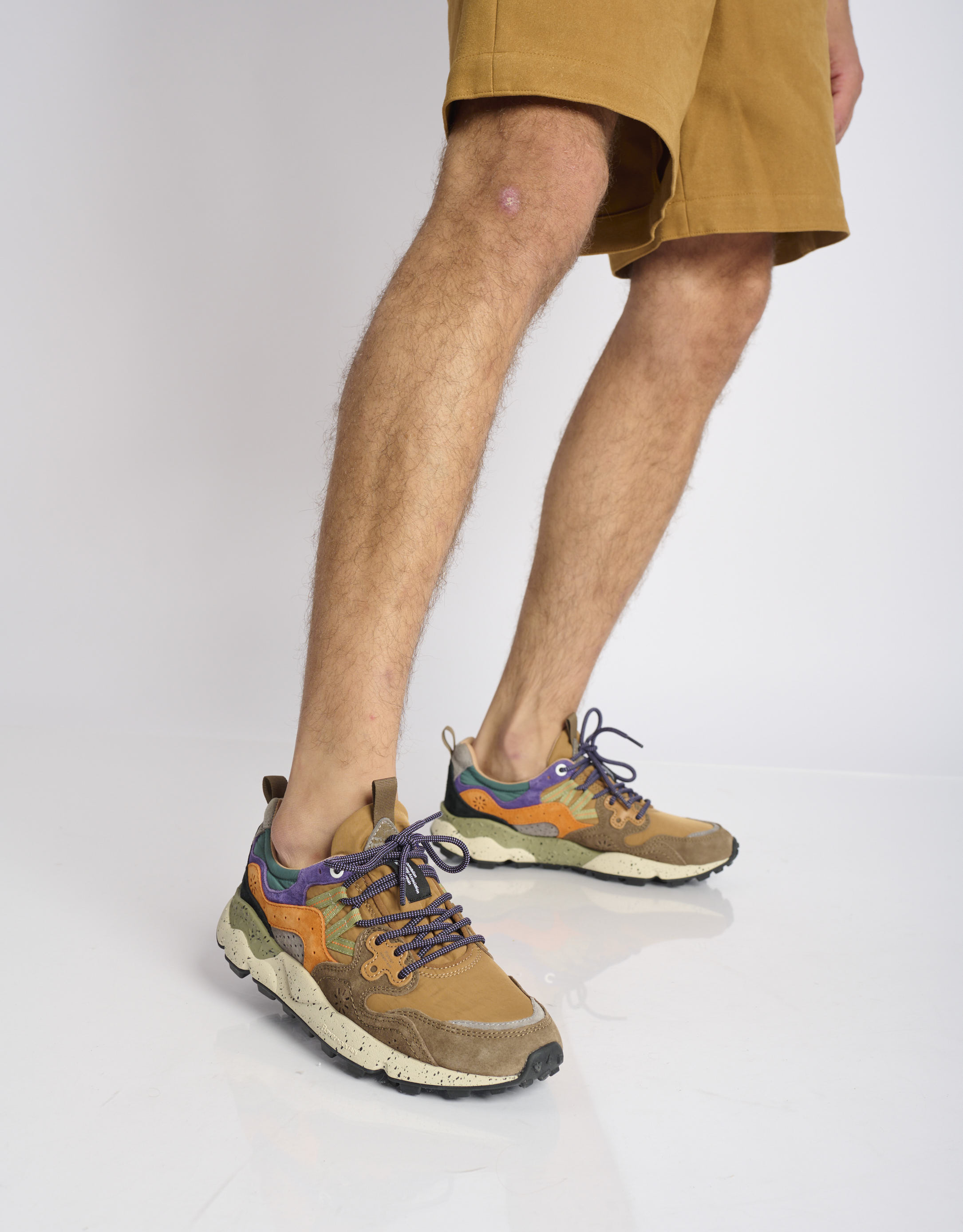 נעלי גברים - Flower Mountain - סניקרס צבעוניות YAMANO - חום   כתום1