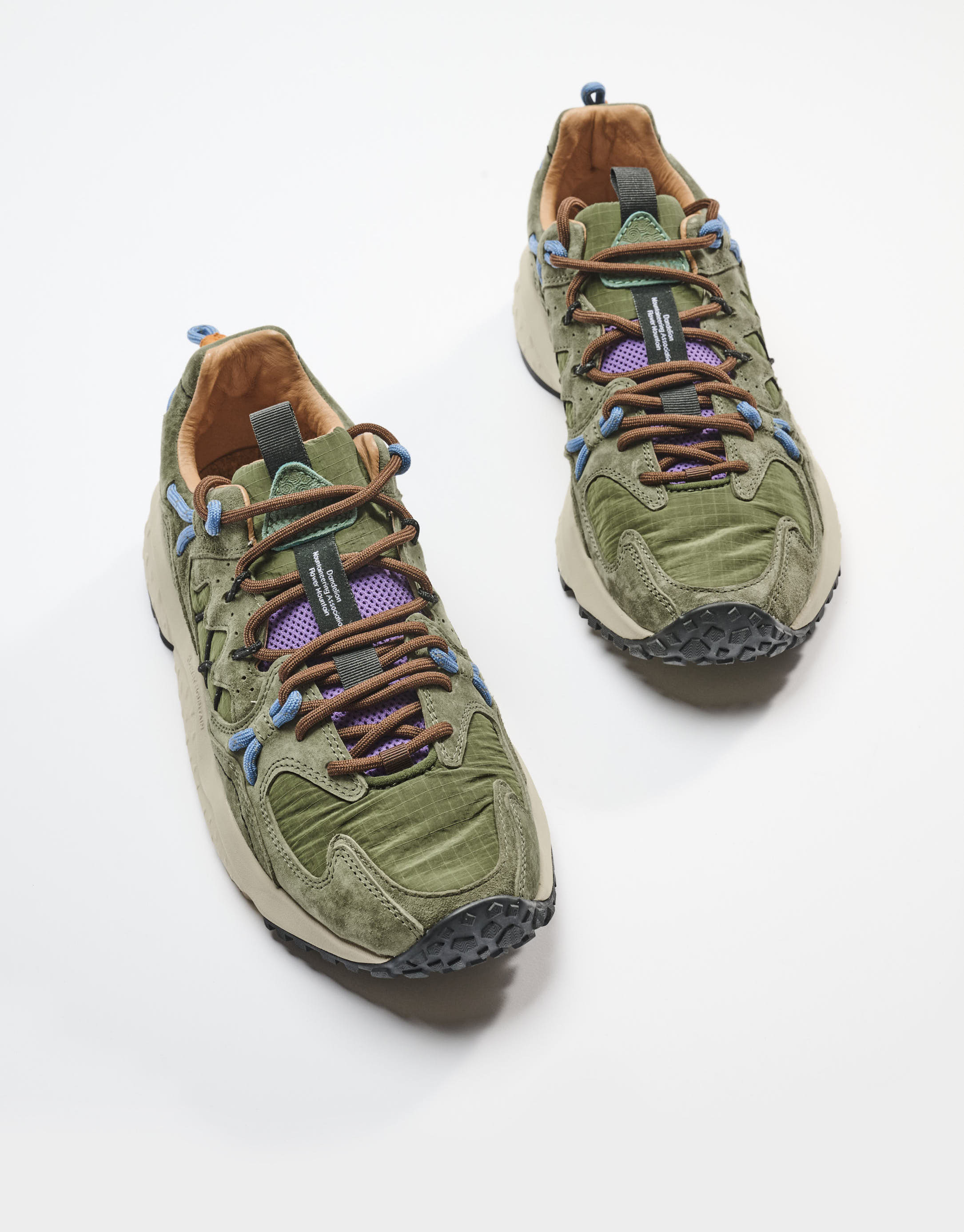 נעלי גברים - Flower Mountain - סניקרס זמש ובד YMABUSHI - ירוק2