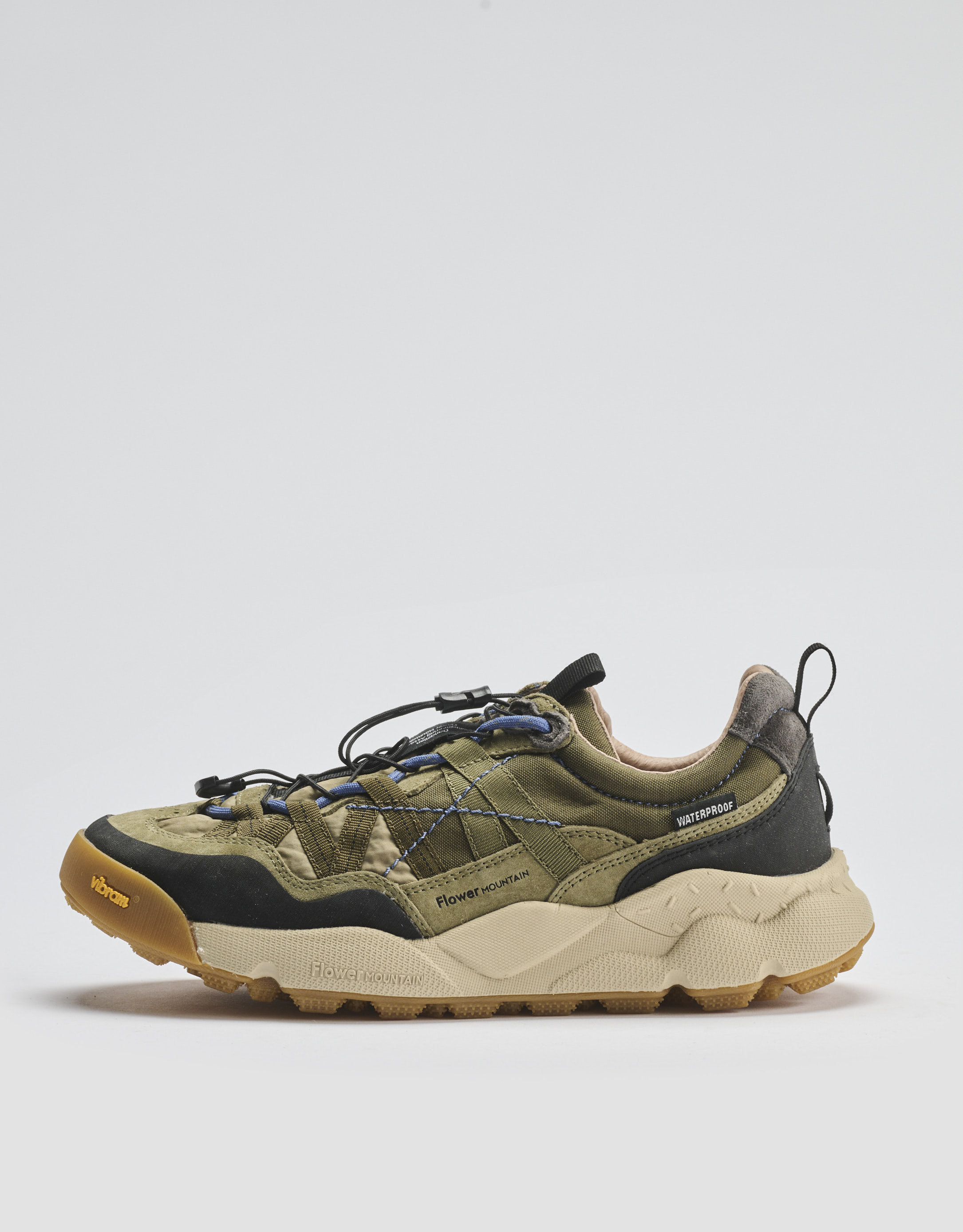 נעלי גברים - Flower Mountain - סניקרס זמש ובד IWANO - חאקי4