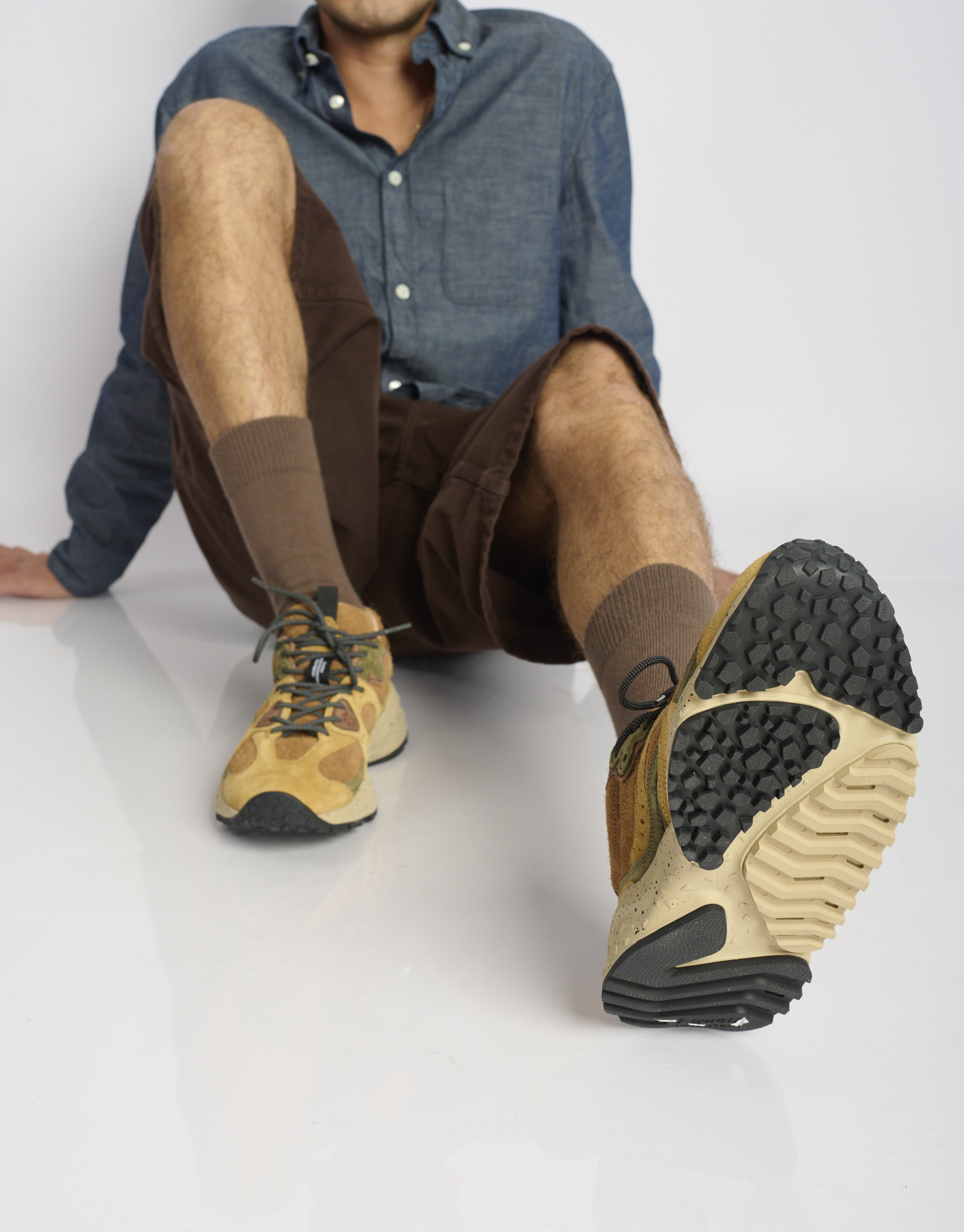 נעלי גברים - Flower Mountain - סניקרס זמש ובד WAVE - קאמל3