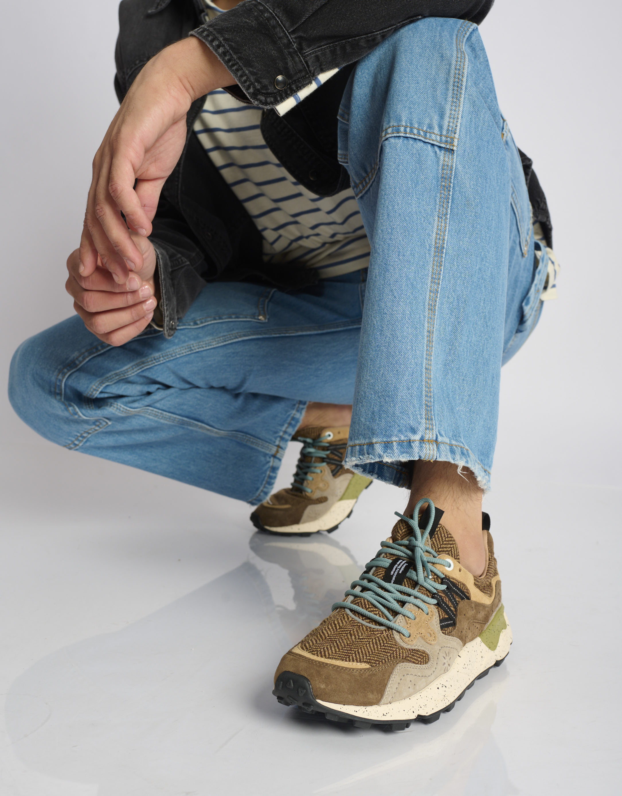 נעלי גברים - Flower Mountain - סניקרס עור וצמר YAMANO - חום1