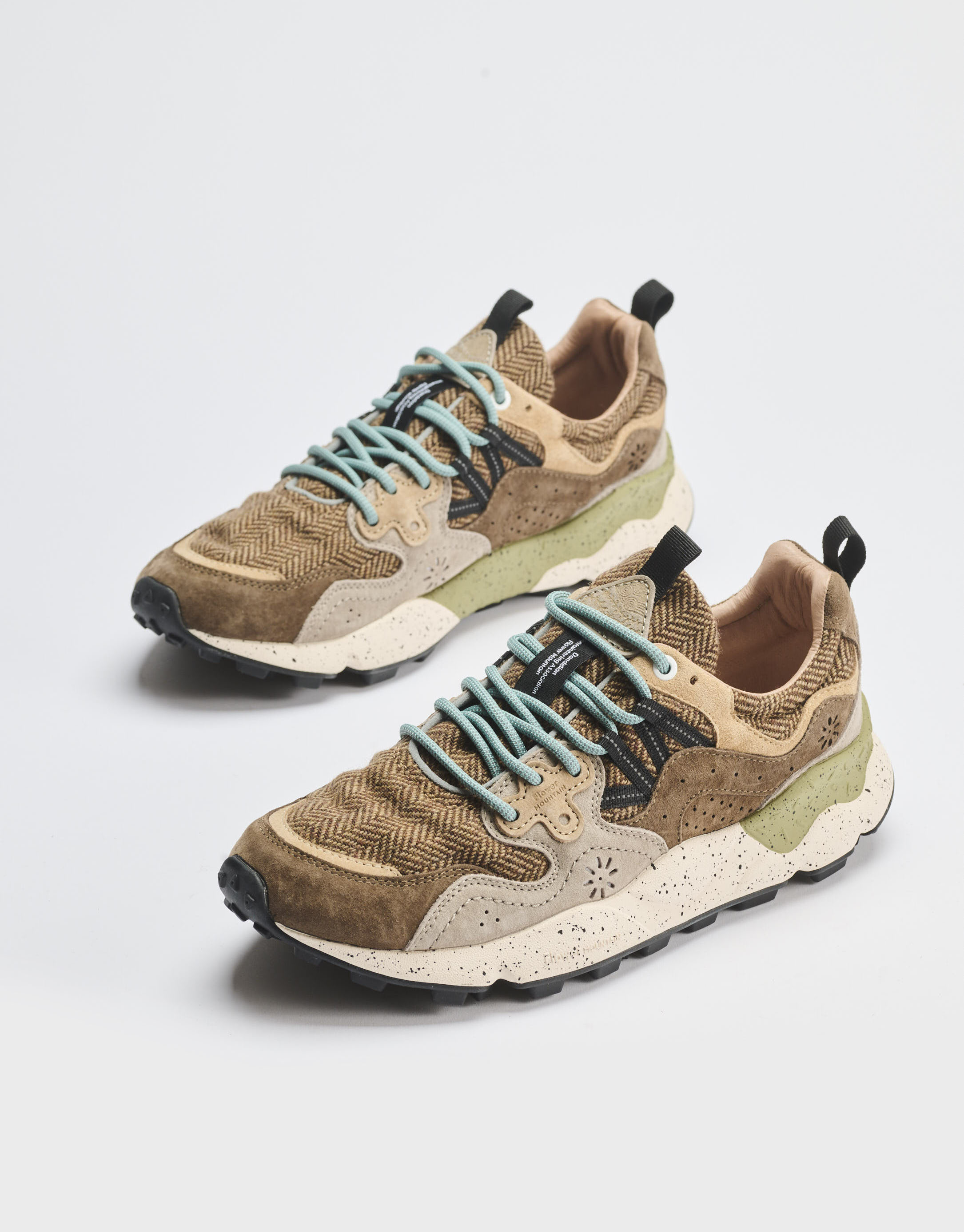 נעלי גברים - Flower Mountain - סניקרס עור וצמר YAMANO - חום2