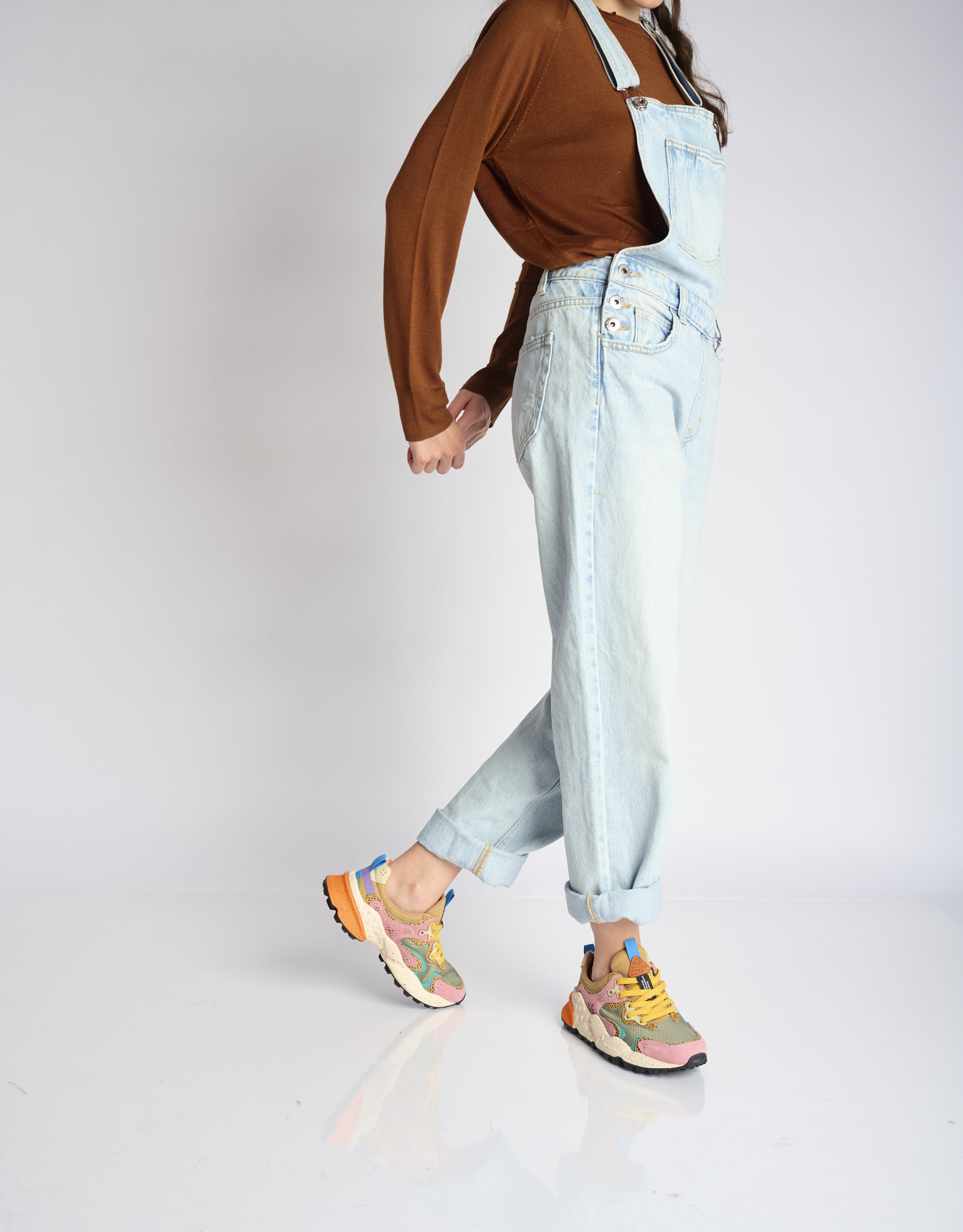 נעלי נשים - Flower Mountain - סניקרס זמש ובד RULIS - ירוק   ורוד2