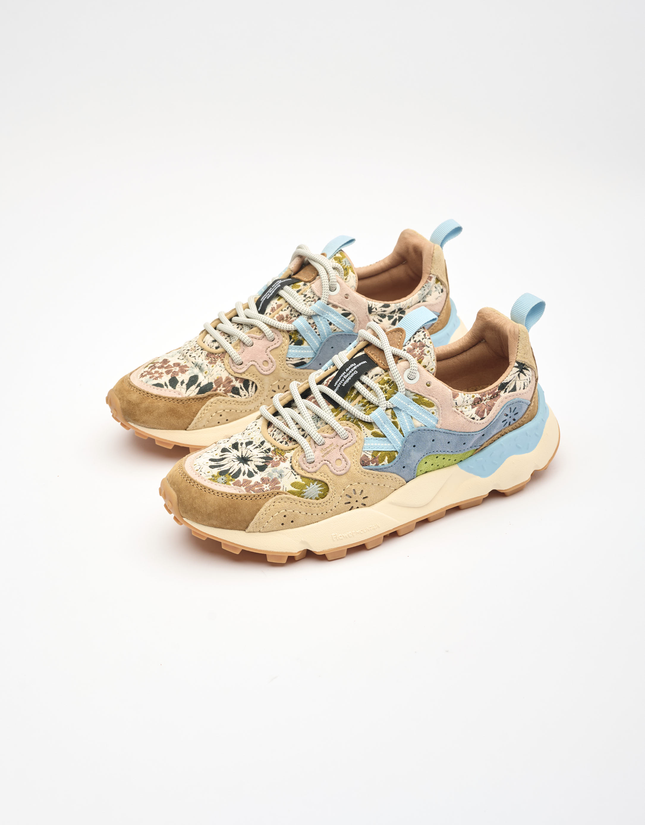 נעלי נשים - Flower Mountain - סניקרס פרחוניות YAMANO - חום2