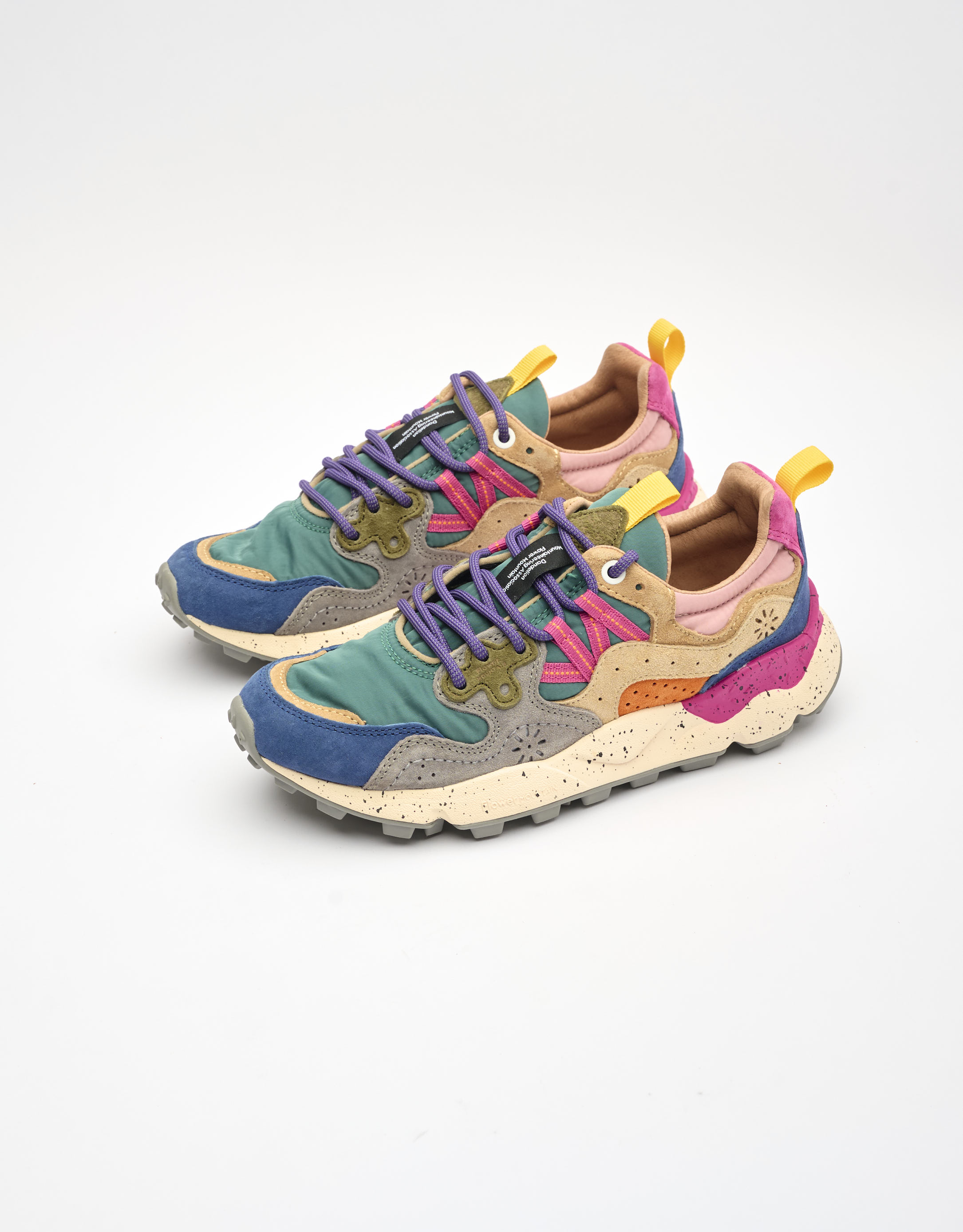 נעלי נשים - Flower Mountain - סניקרס YAMANO 3 - כחול   ירוק2