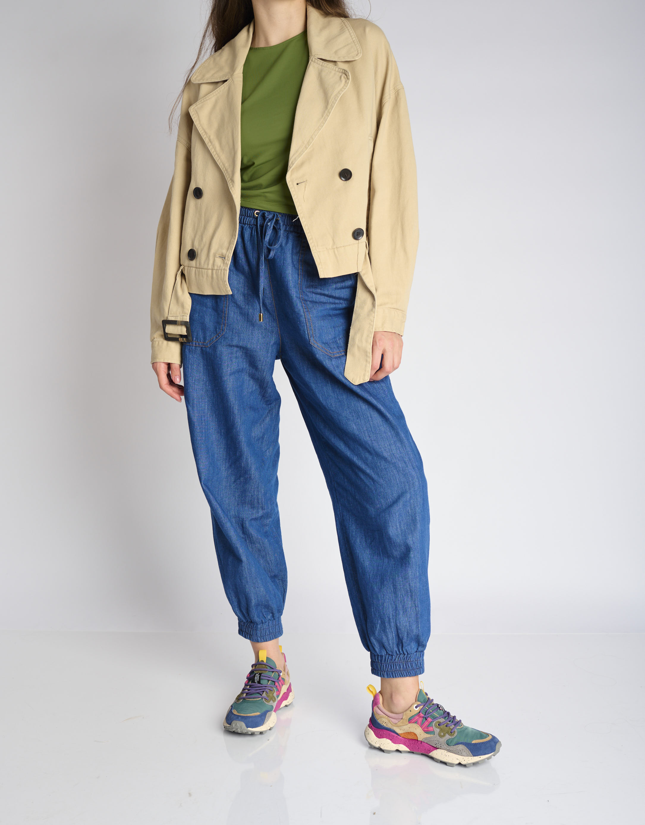 נעלי נשים - Flower Mountain - סניקרס YAMANO 3 - כחול   ירוק3