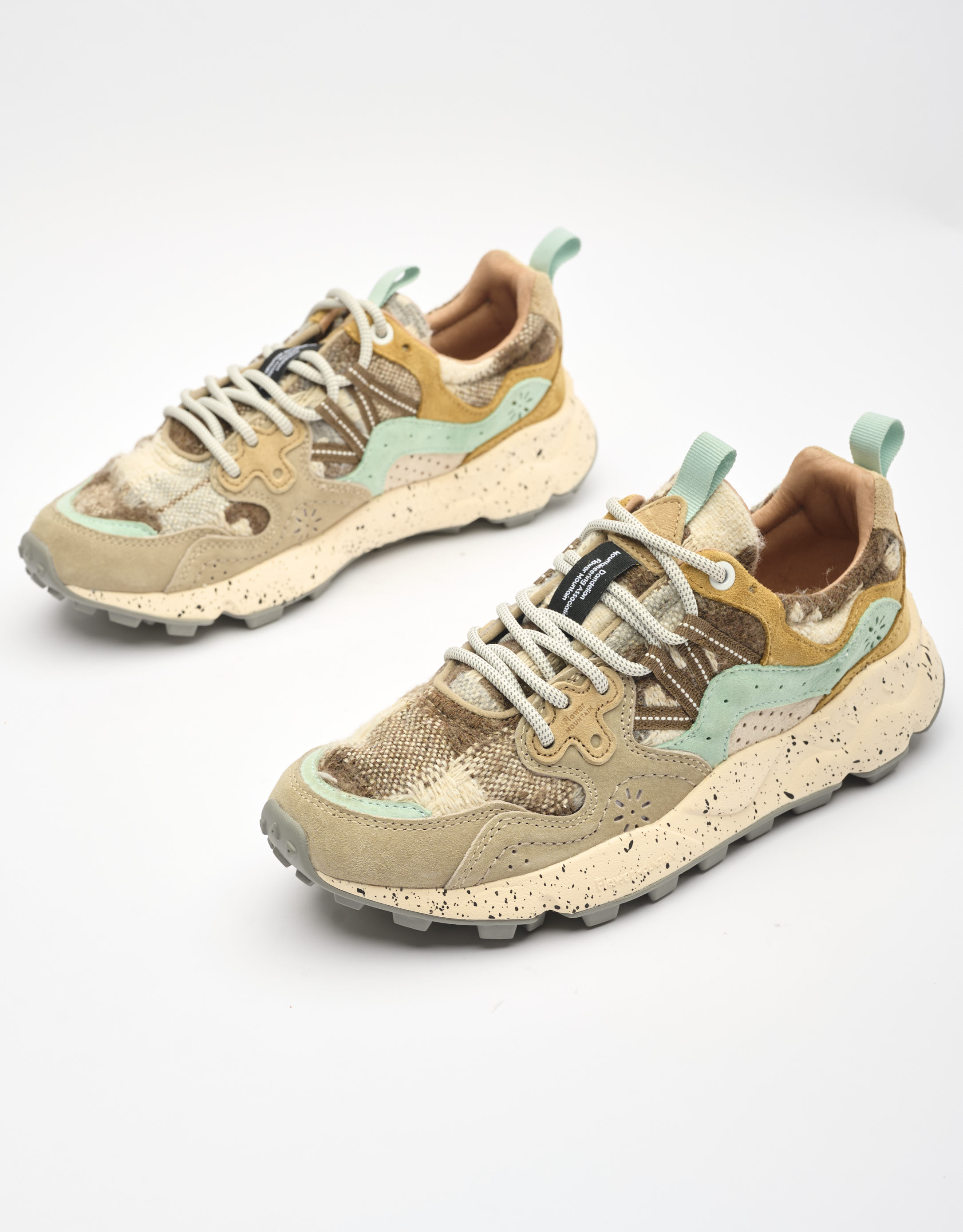 נעלי נשים - Flower Mountain - סניקרס עור וצמר YAMANO - אפור חום3