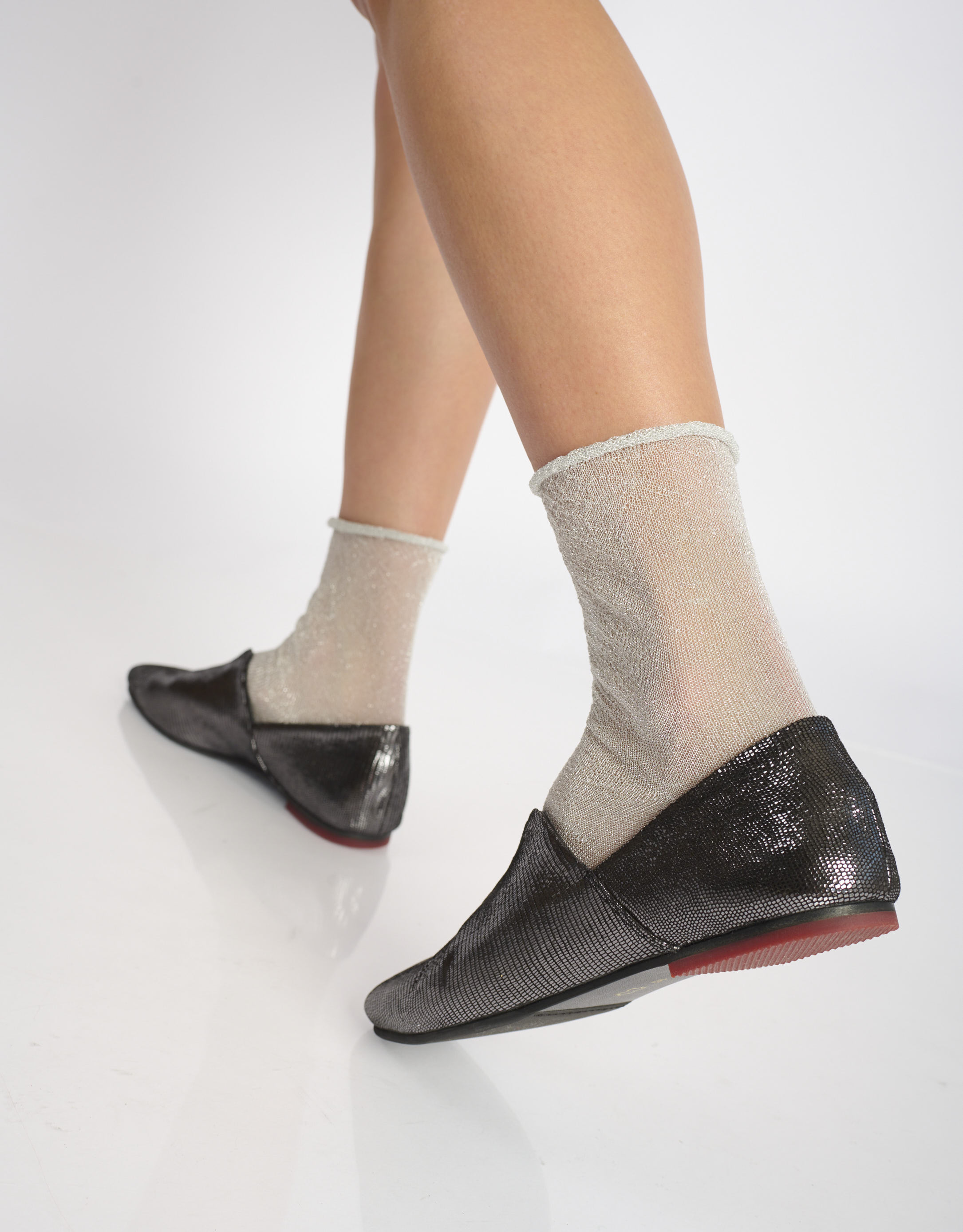 נעלי נשים - Yuko Imanishi - נעלי עור שטוחות AZU - אפור מטאלי3