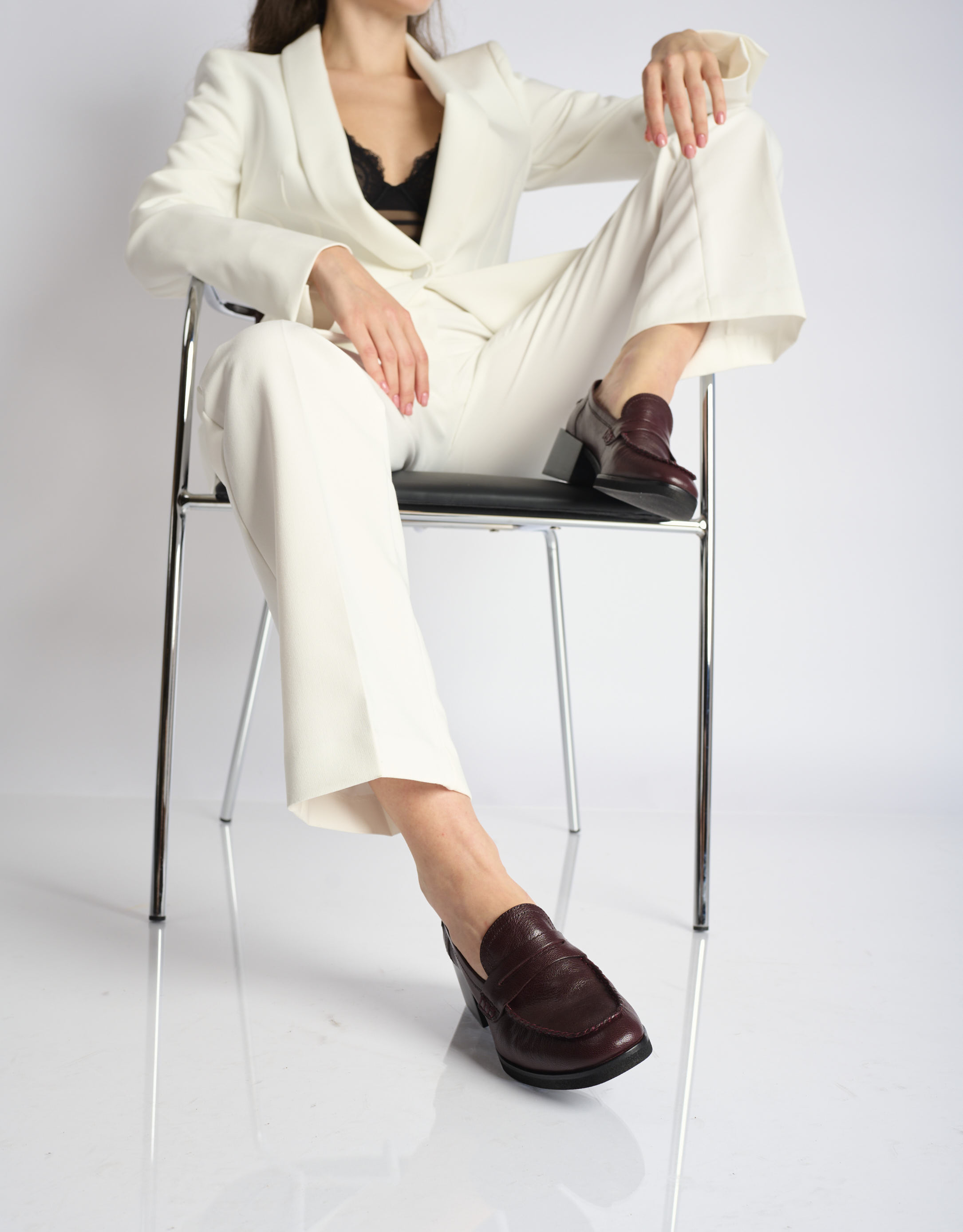 נעלי נשים - Yuko Imanishi - נעלי מוקסין RIRI - בורדו1