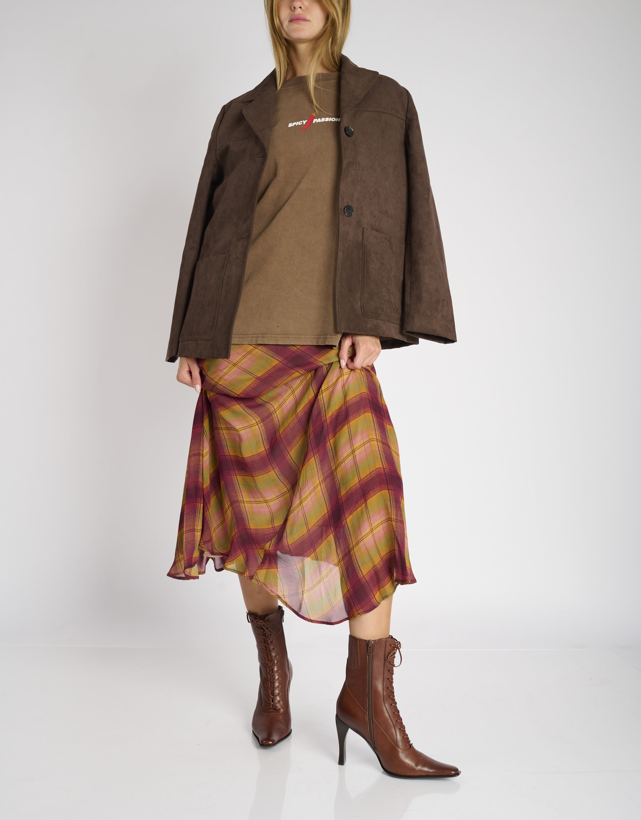 נעלי נשים - Jeffrey Campbell - מגפוני עקב BEBOLDU - חום4