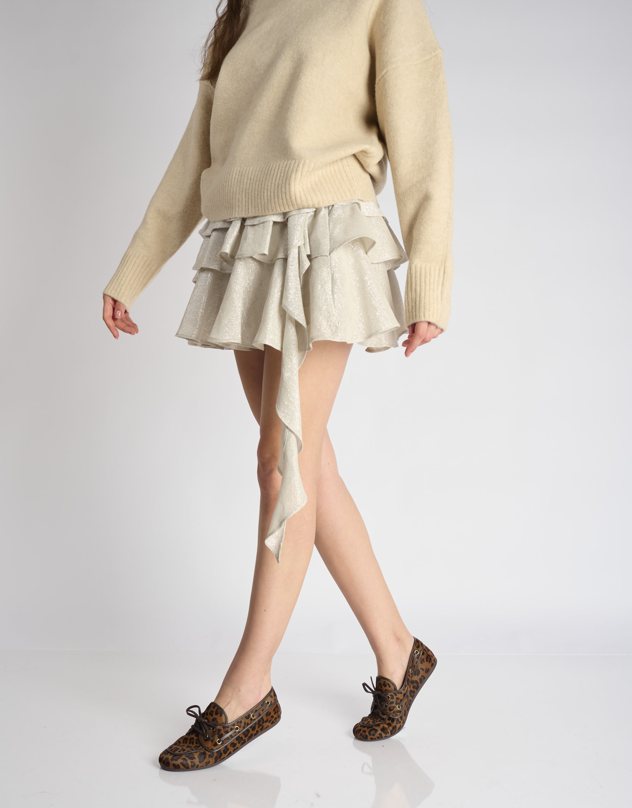 נעלי נשים - Jeffrey Campbell - מוקסינים BOAST מנומרות - חום2