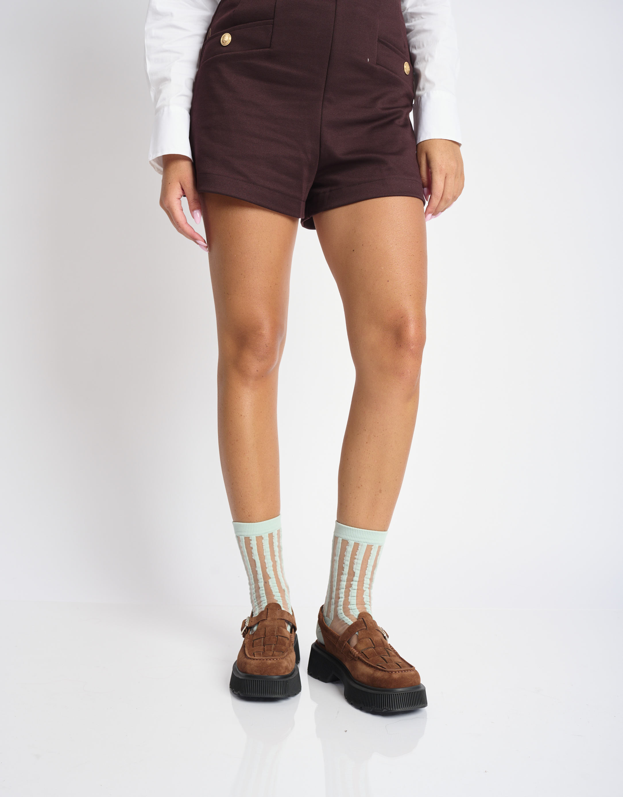 נעלי נשים - Jeffrey Campbell - נעלי פלטפורמה CROSSED זמש - חום1