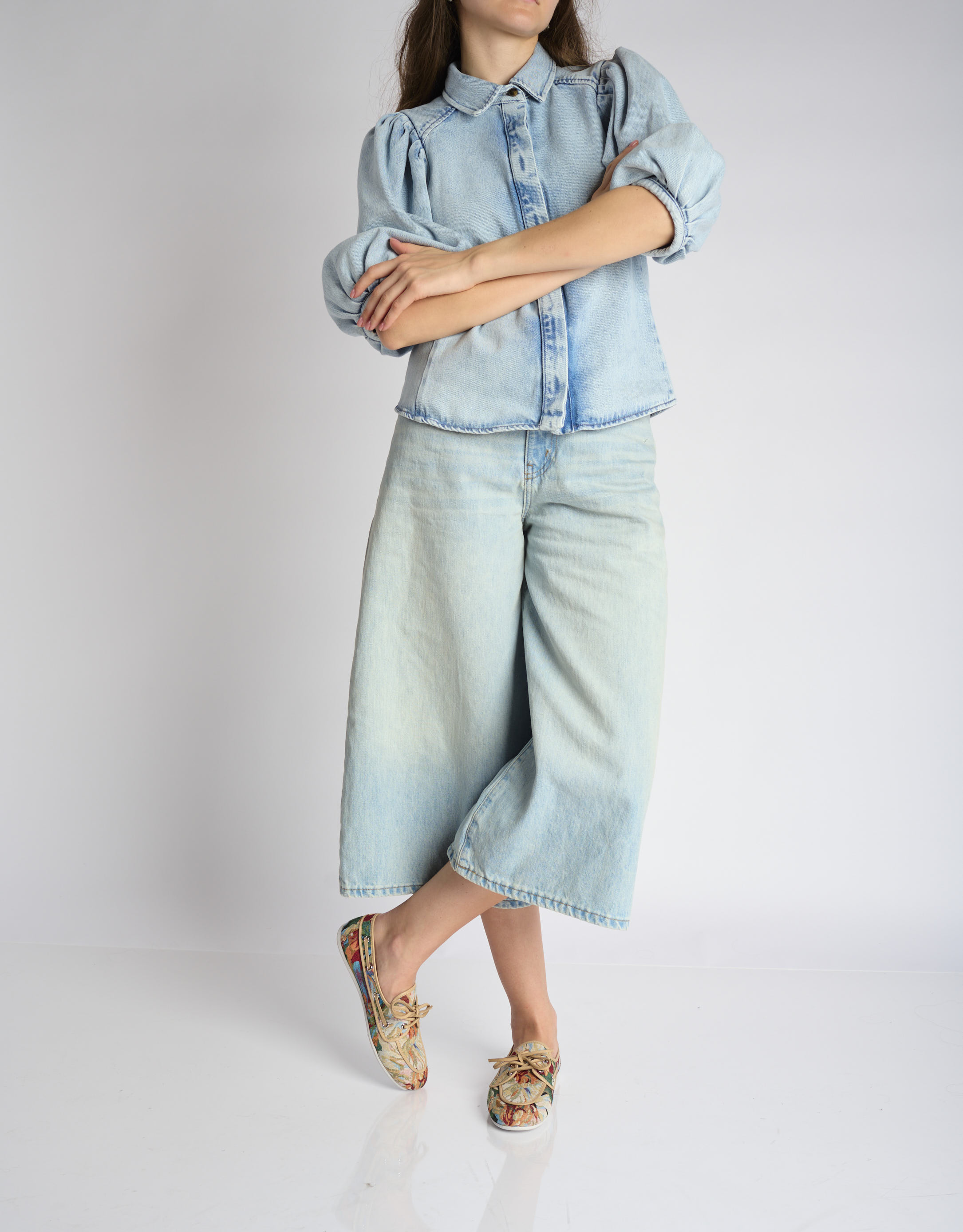 נעלי נשים - Jeffrey Campbell - מוקסינים פרחוניים BOAST - בז'3