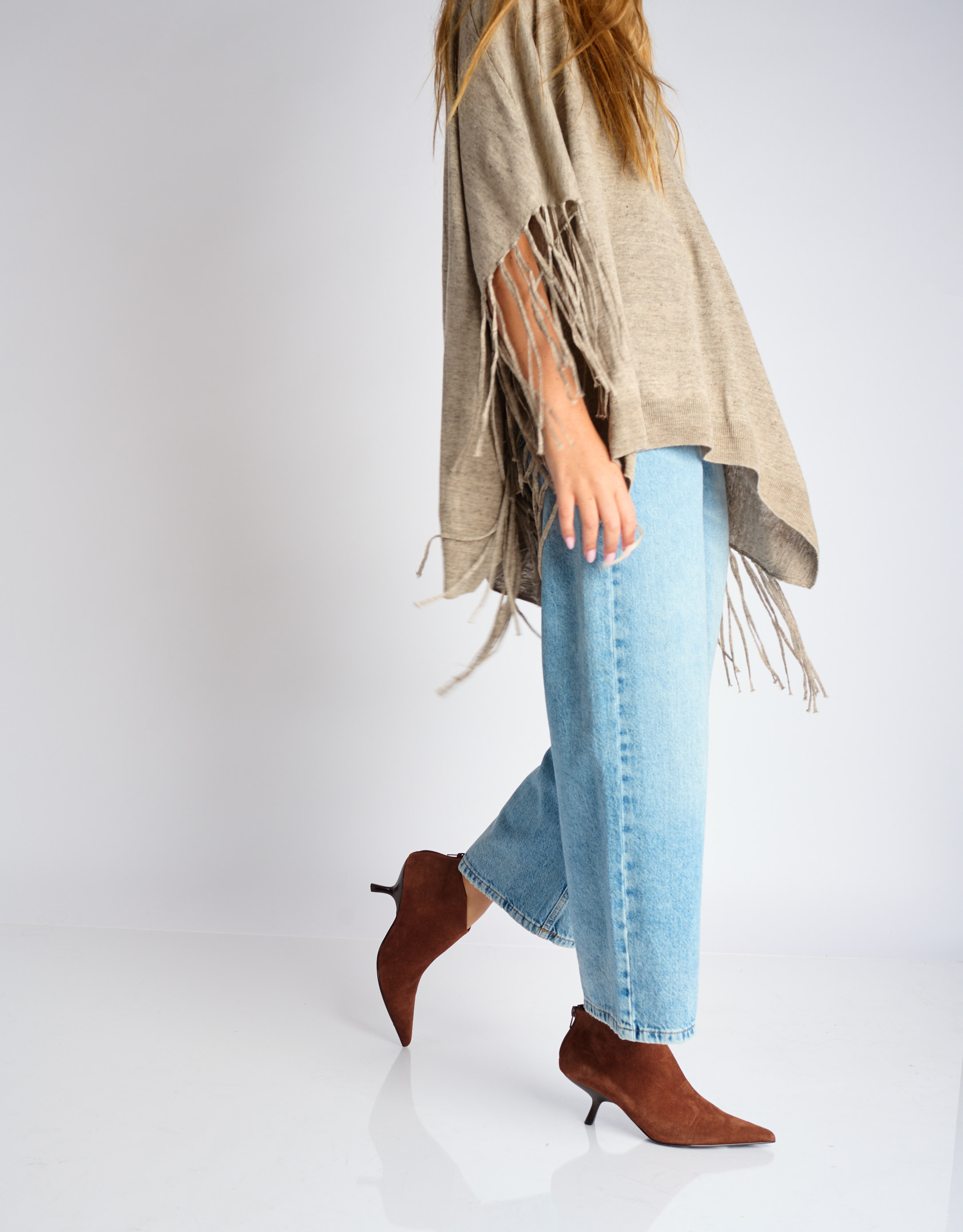 נעלי נשים - Jeffrey Campbell - מגפוני עקב מזמש HOOKED - חום1