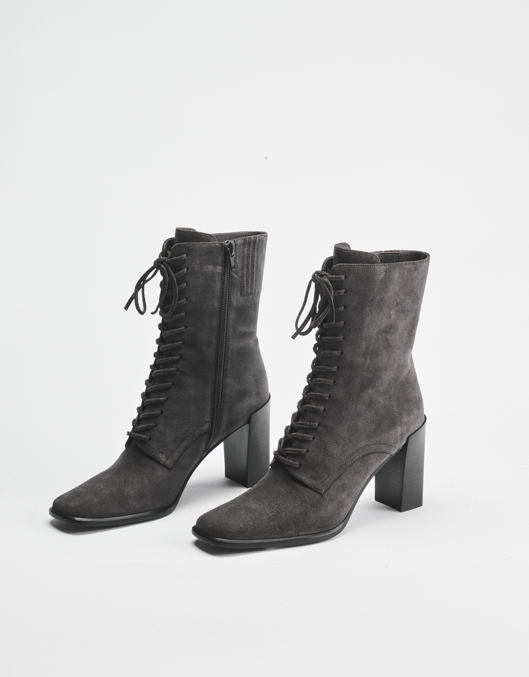 נעלי נשים - Jeffrey Campbell - מגפוני זמש עם שרוכים  SCR - אפור3