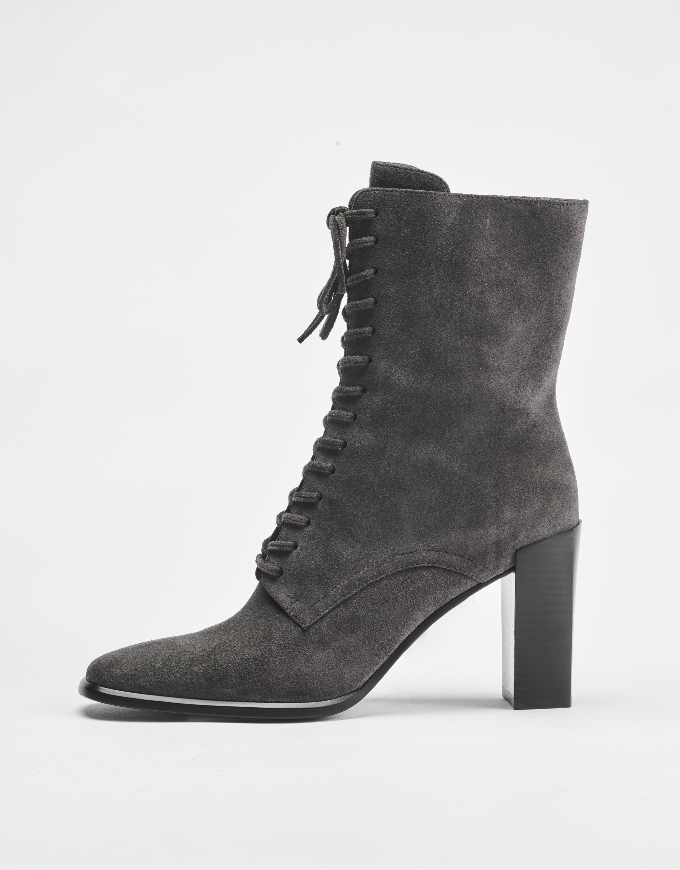 נעלי נשים - Jeffrey Campbell - מגפוני זמש עם שרוכים  SCR - אפור4