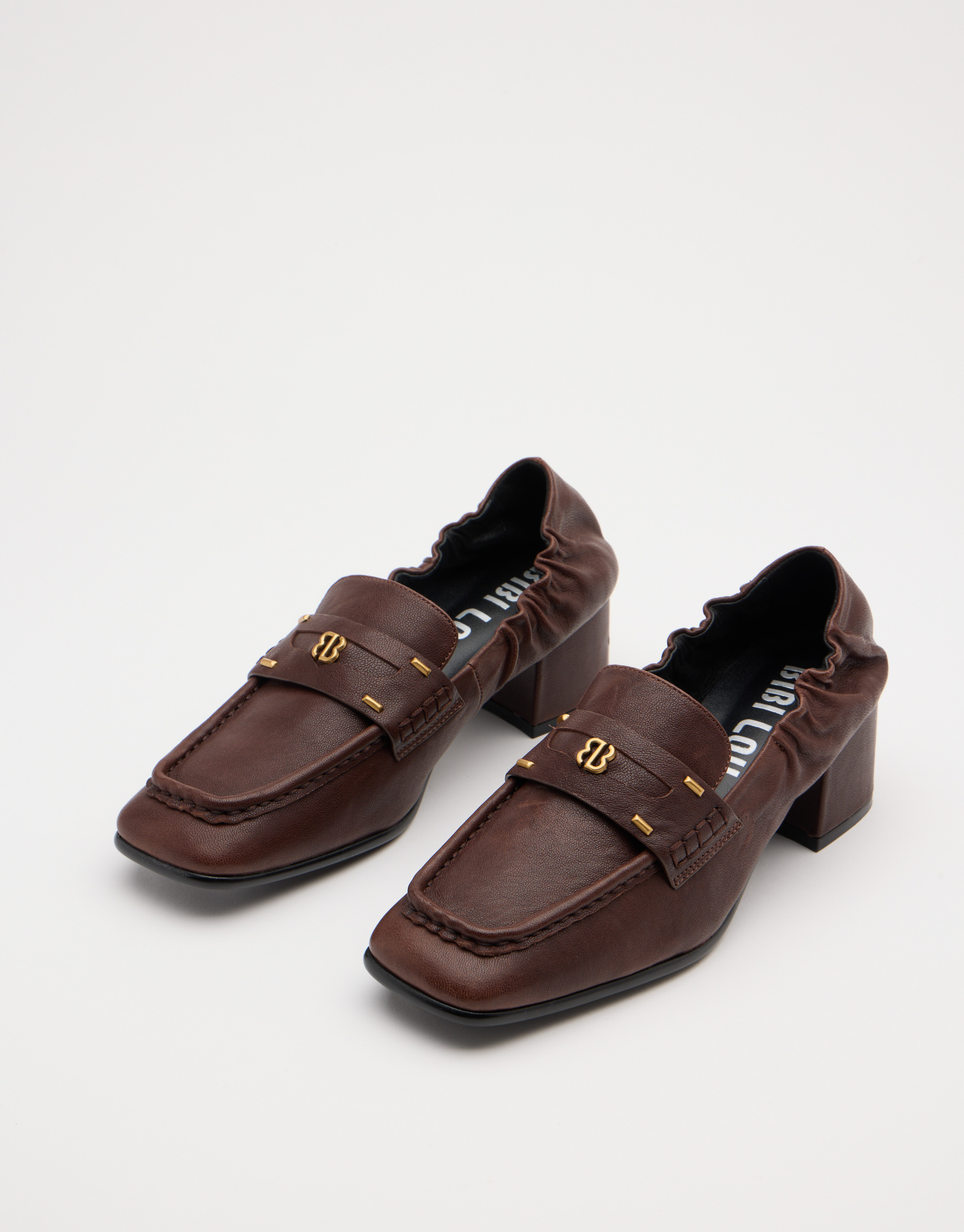 נעלי נשים - Bibi lou - נעלי מוקסין עם עקב DALIA - חום כהה4