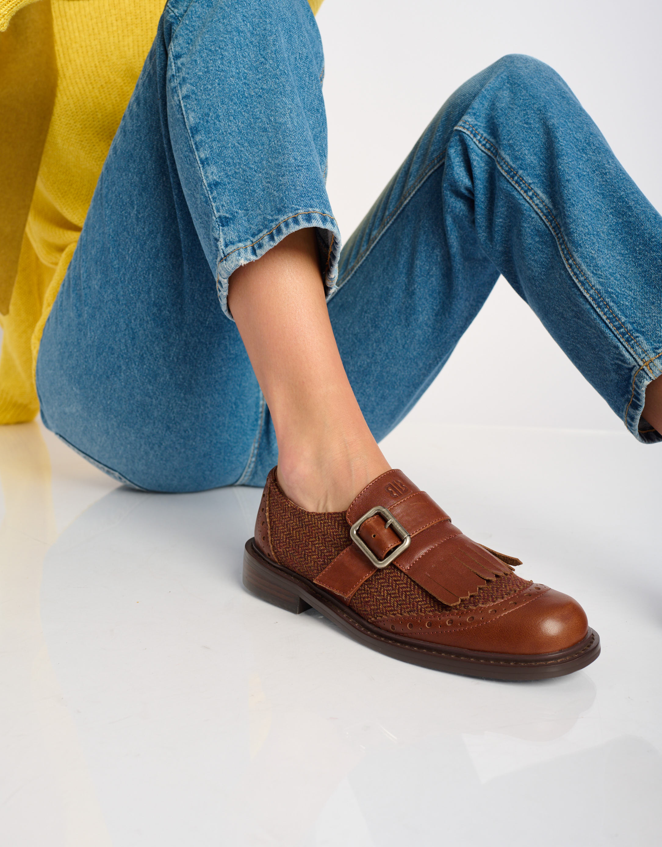 נעלי נשים - Bibi lou - נעלי מוקסין משולבות VEGA - חום1