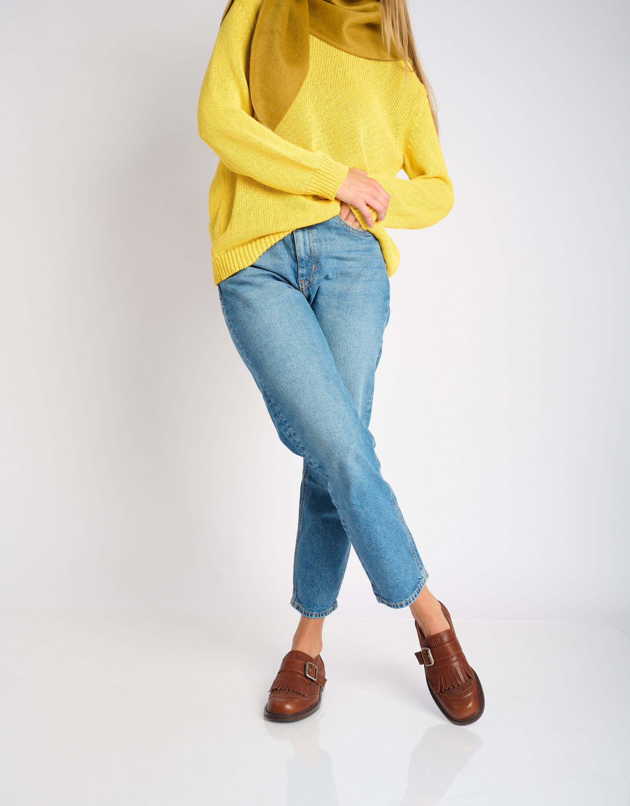 נעלי נשים - Bibi lou - נעלי מוקסין משולבות VEGA - חום3