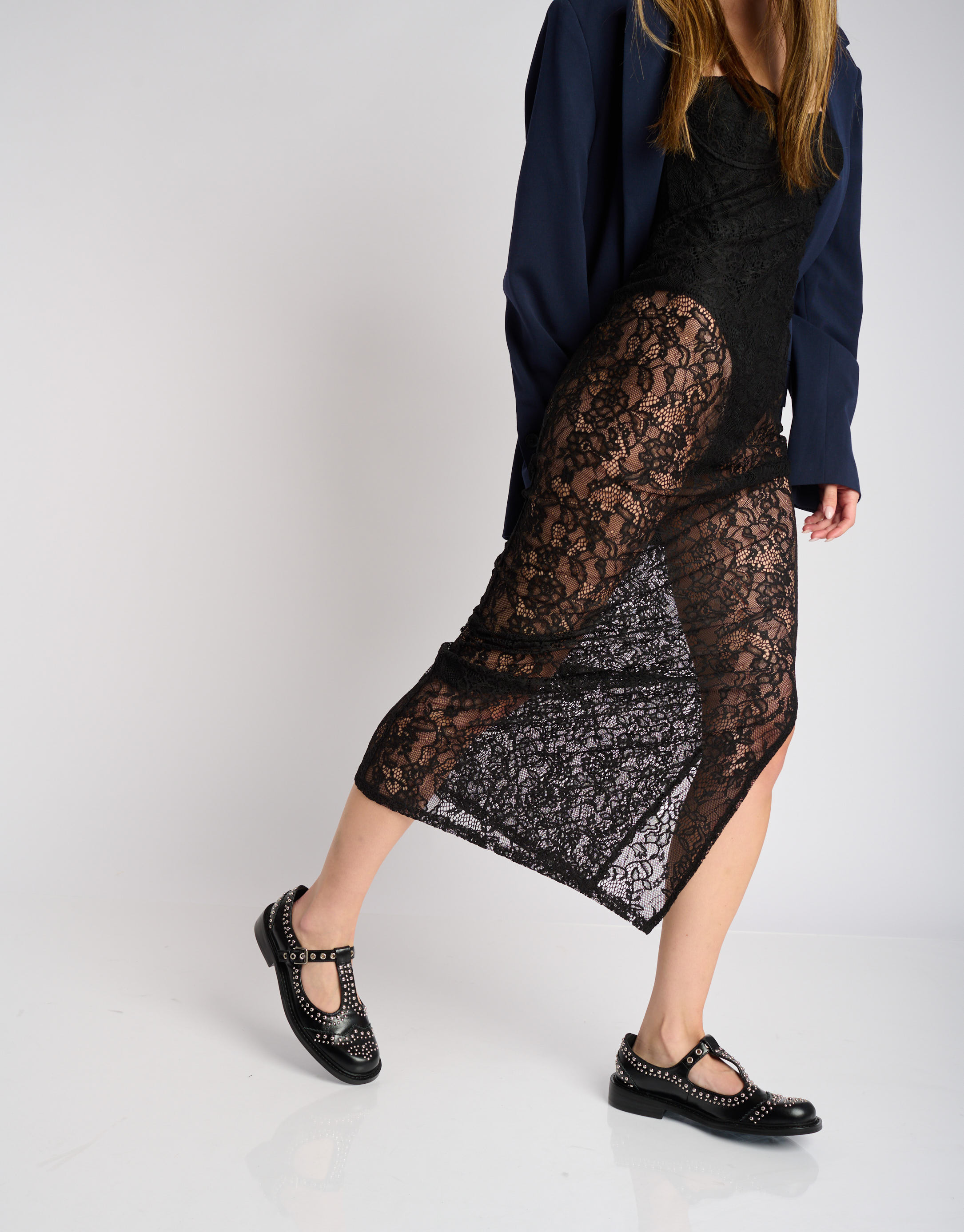 נעלי נשים - Bibi lou - נעלי בובה עם ניטים ANKA - שחור2