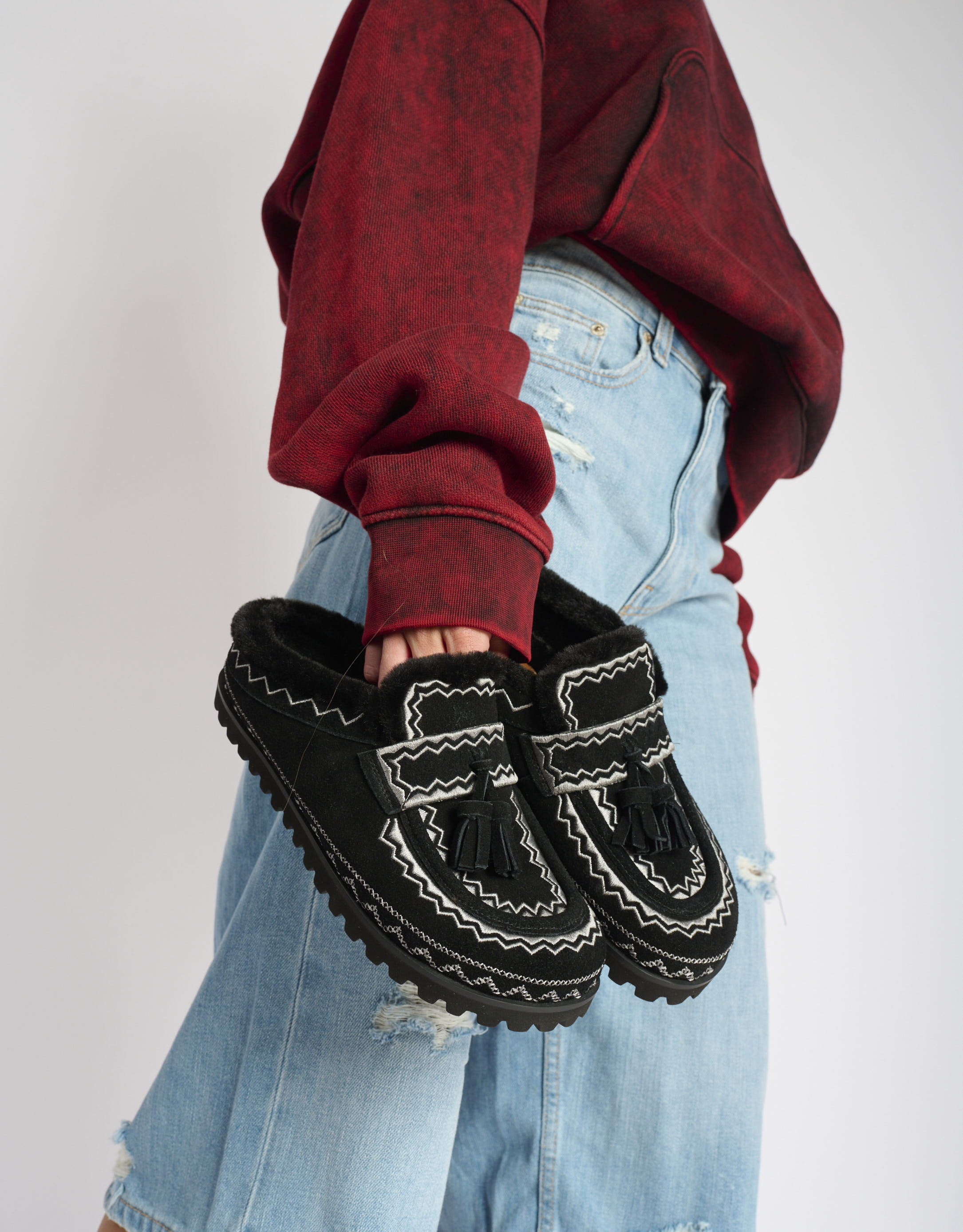 נעלי נשים - Bibi lou - כפכפי זמש MERAK - שחור1