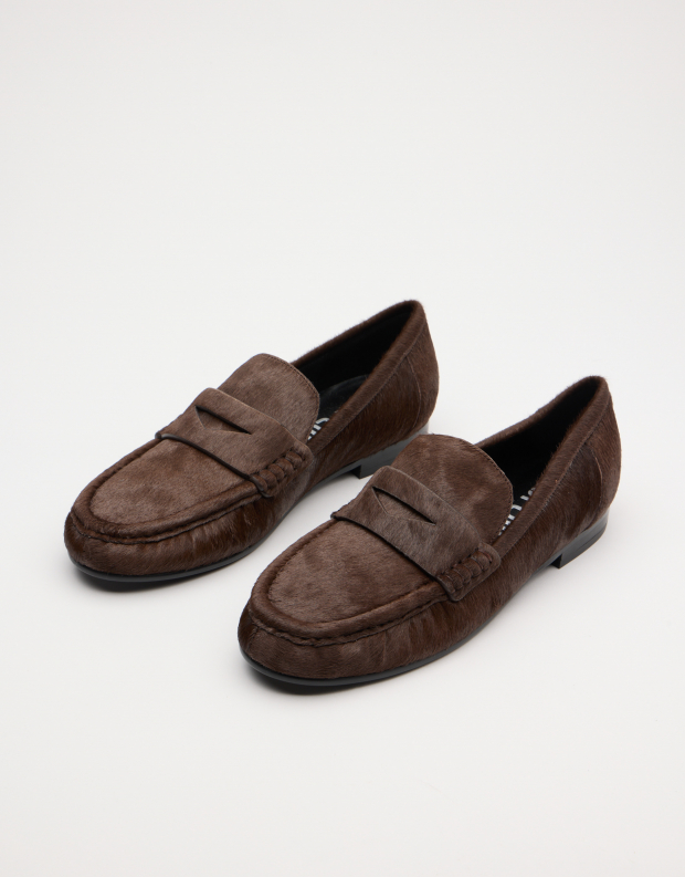 נעלי נשים - Bibi lou - נעלי מוקסין פוני LYRA - חום כהה