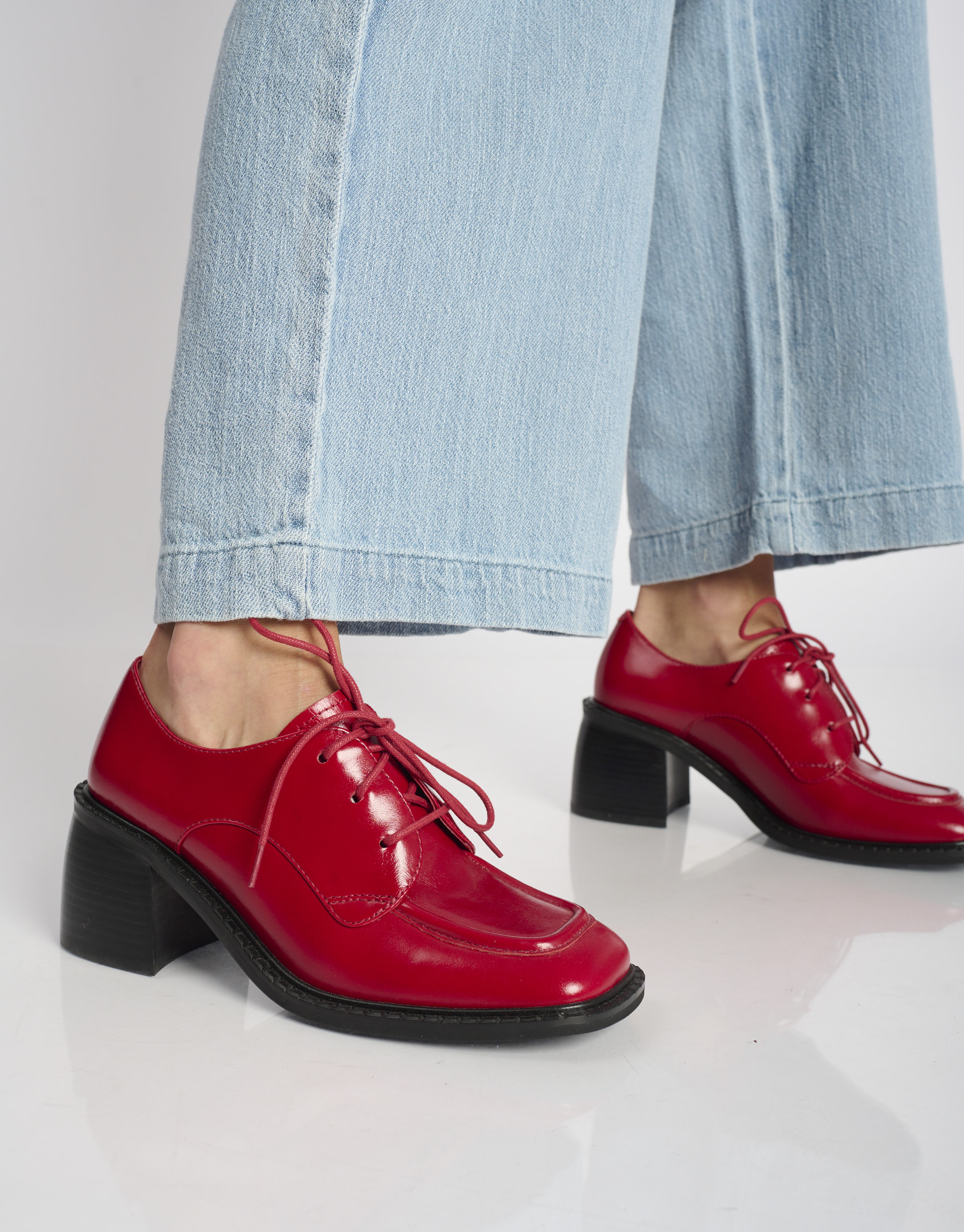 נעלי נשים - Jeffrey Campbell - נעלי עור עם עקב DEMITRI - אדום2