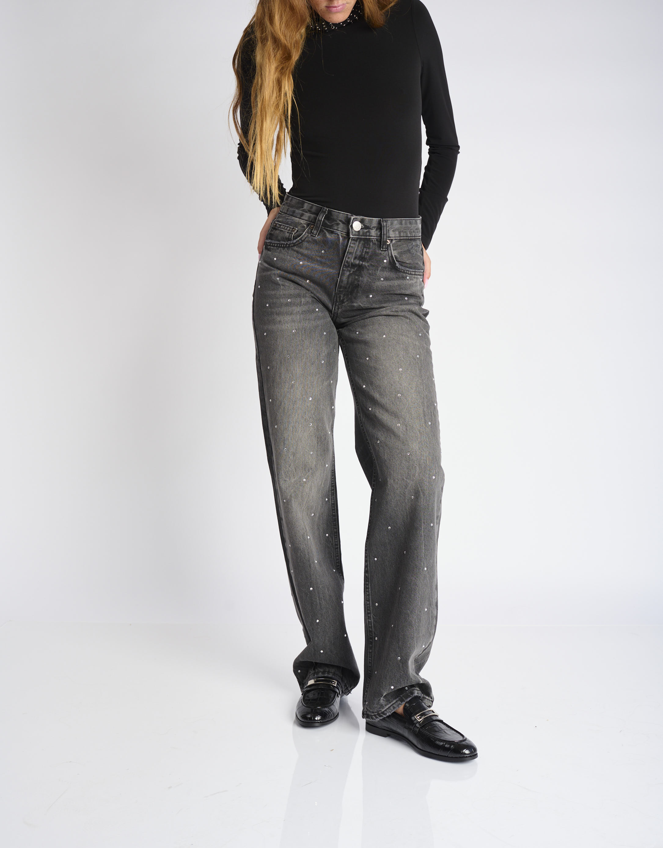 נעלי נשים - Jeffrey Campbell - מוקסינים LOAFED  קרוקו - שחור2