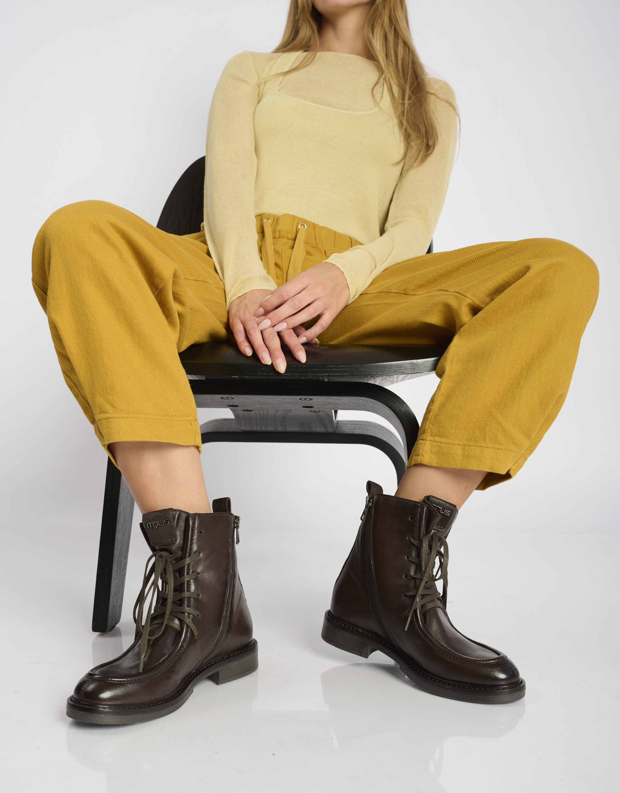 נעלי נשים - Mjus - מגפונים עם שרוכים FABIA - חום3