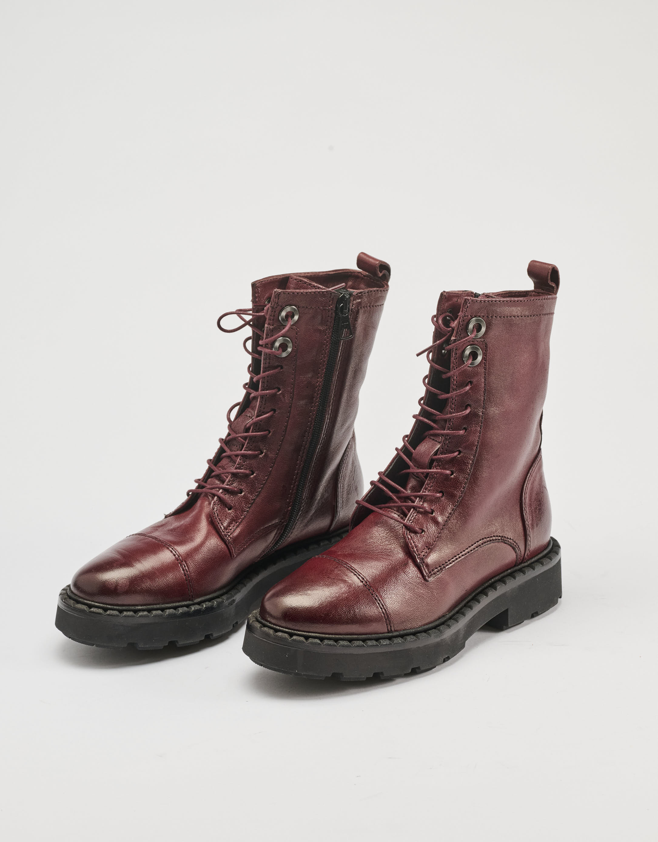 נעלי נשים - Mjus - מגפונים עם שרוכים REBECCA - בורדו2